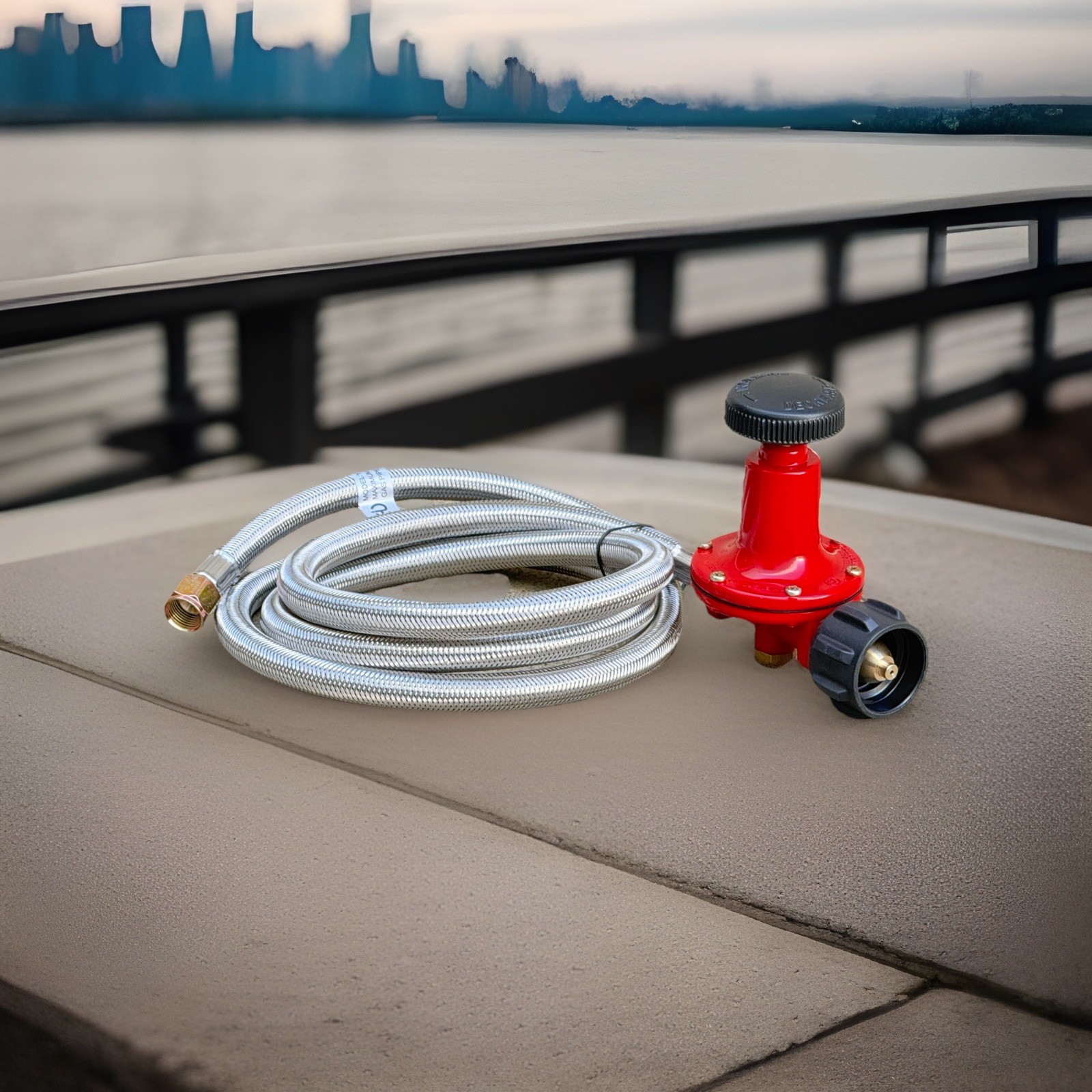 6FT 30PSI Adjustable High Pressure Propane LP Regulator Stainless Braided Hose