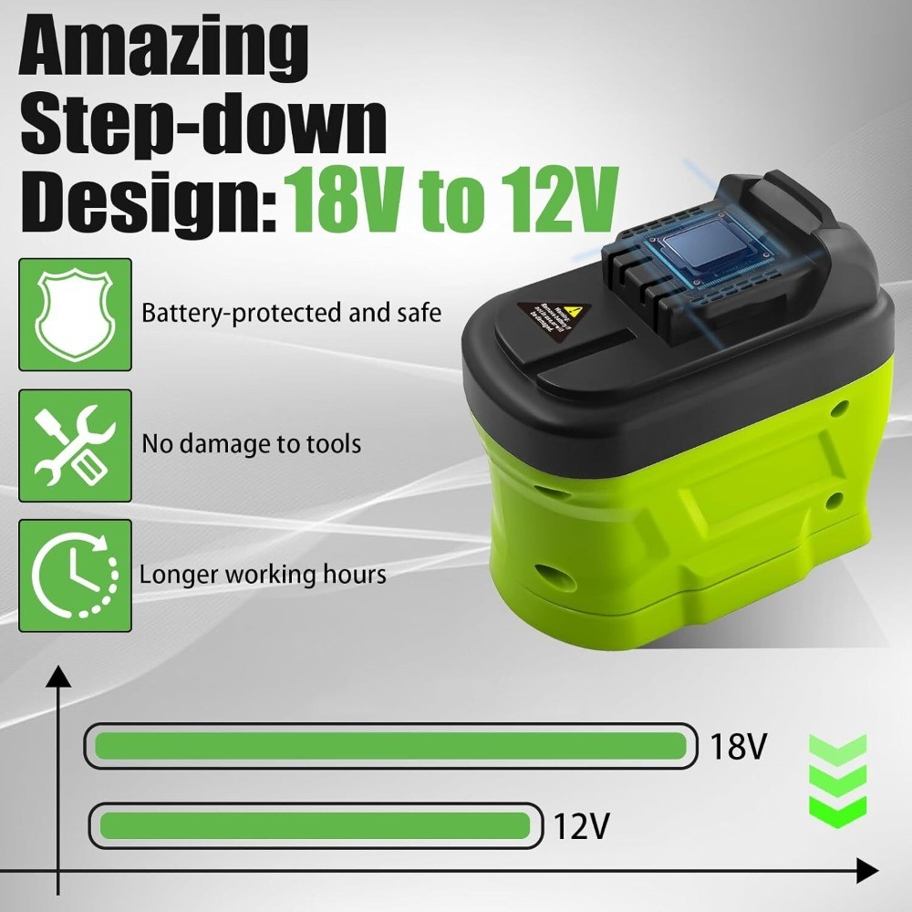 Battery Adapter for Ryobi 18V Li-ion Battery Convert to for Dewalt 12V Tool Use
