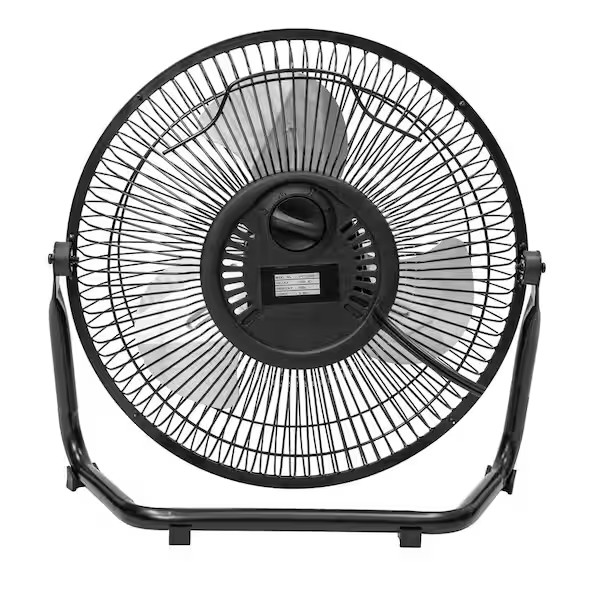 9 in. 3-Speed High Velocity Floor Fan in Black With Wall Mount Bracket