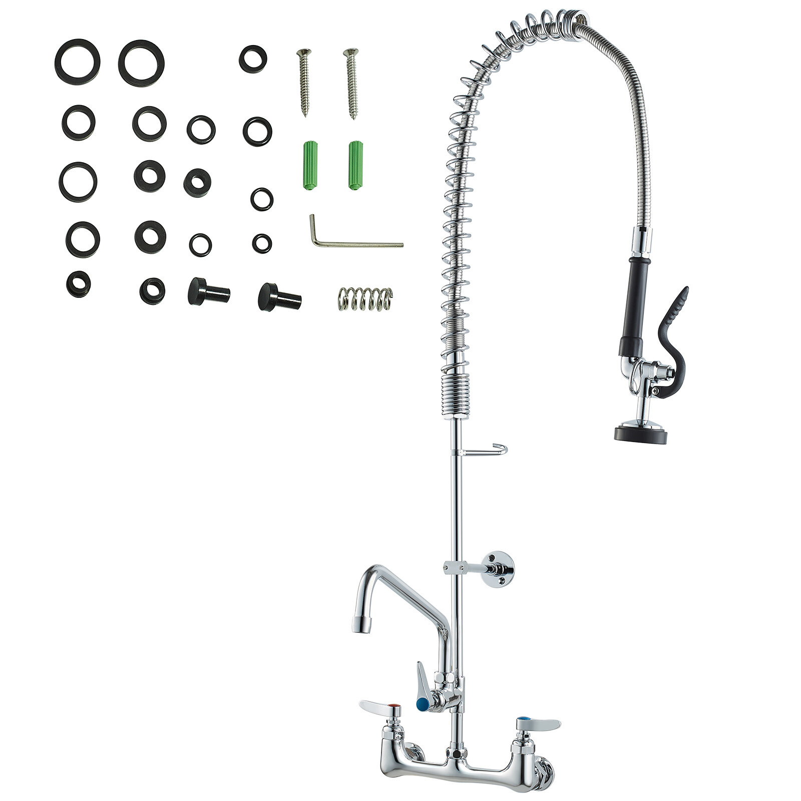 VEVOR 36″ Commercial Pre-Rinse Faucet Wall Mount Kitchen Sink Faucet w/ Sprayer