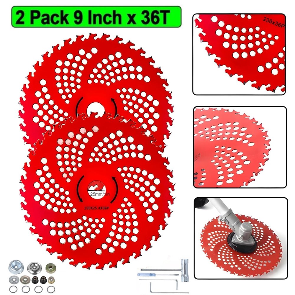 2 Pack 9″ Carbide Tip Circular Saw Brush Cutter Trimmer Weed Eater Blade