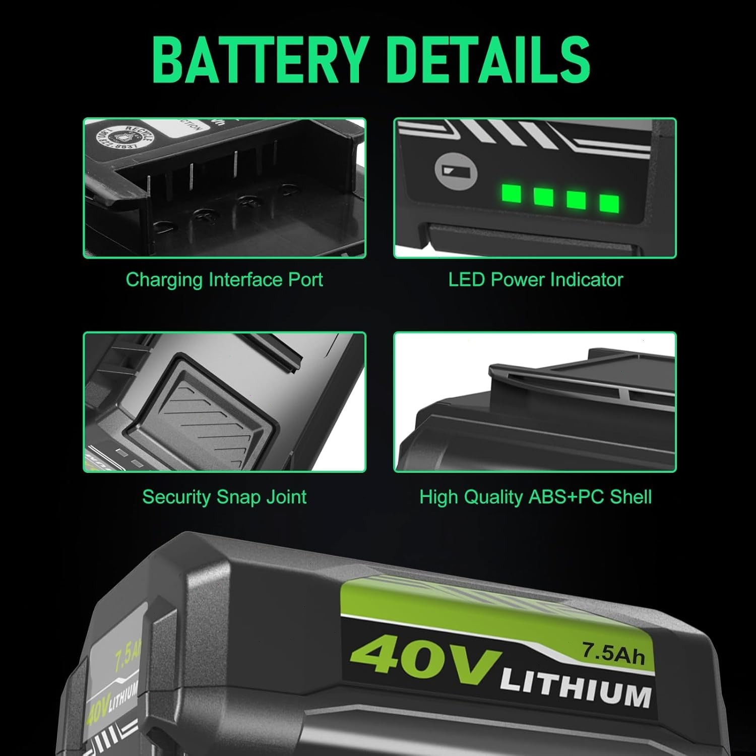 1-2 Battery & Charger For Ryobi 40V With LED Lithium-Ion 40Volt OP406VNM OP40602