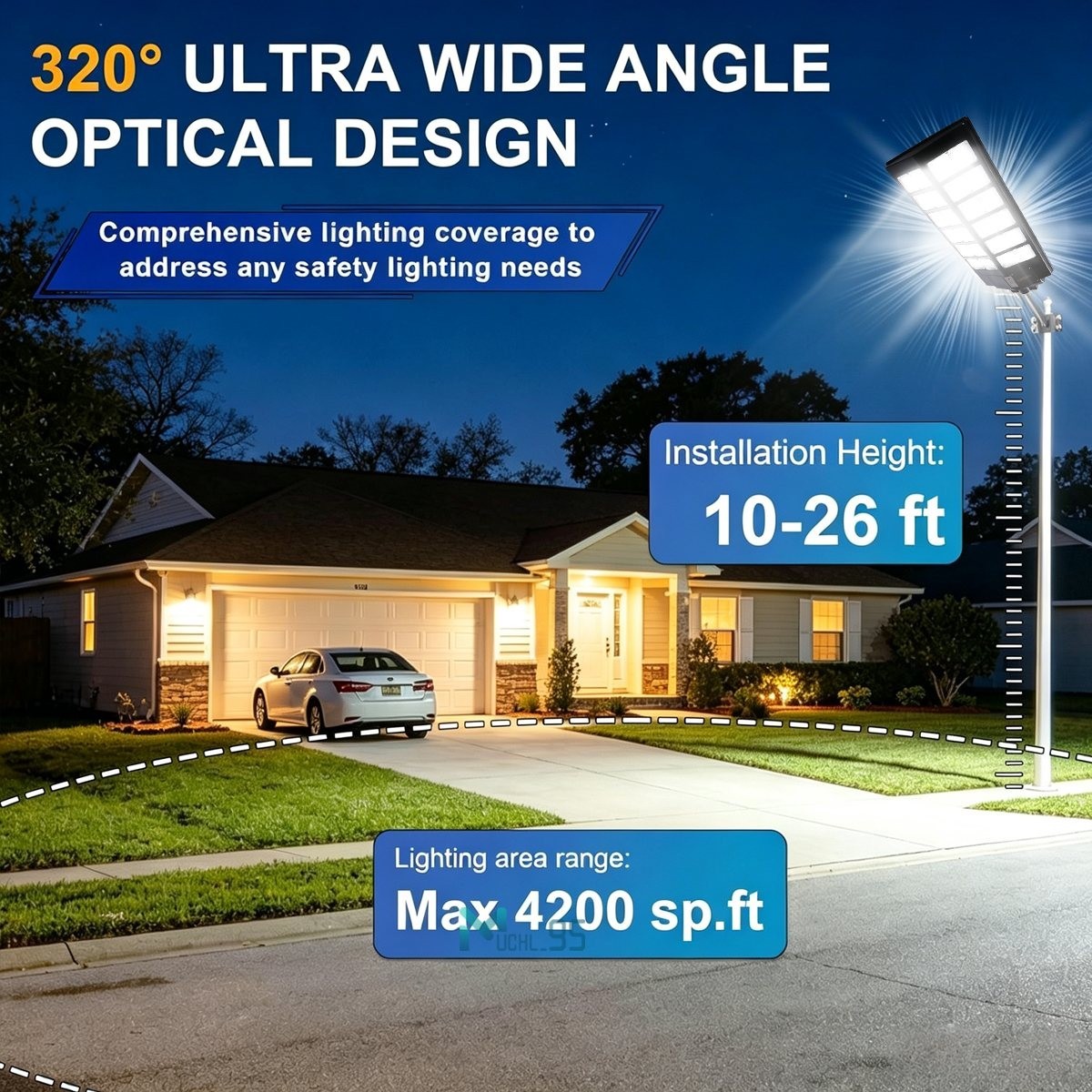 11000W Commercial Super Large Solar Street Lights Outdoor Dusk to Dawn Aluminium