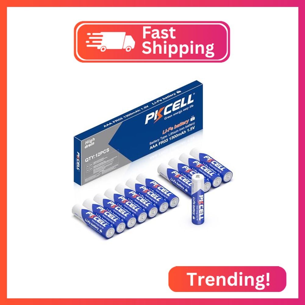 PKCELL 12 Pack AAA Lithium Batteries, 1300mAh Lithium Batteries AAA High Capacit