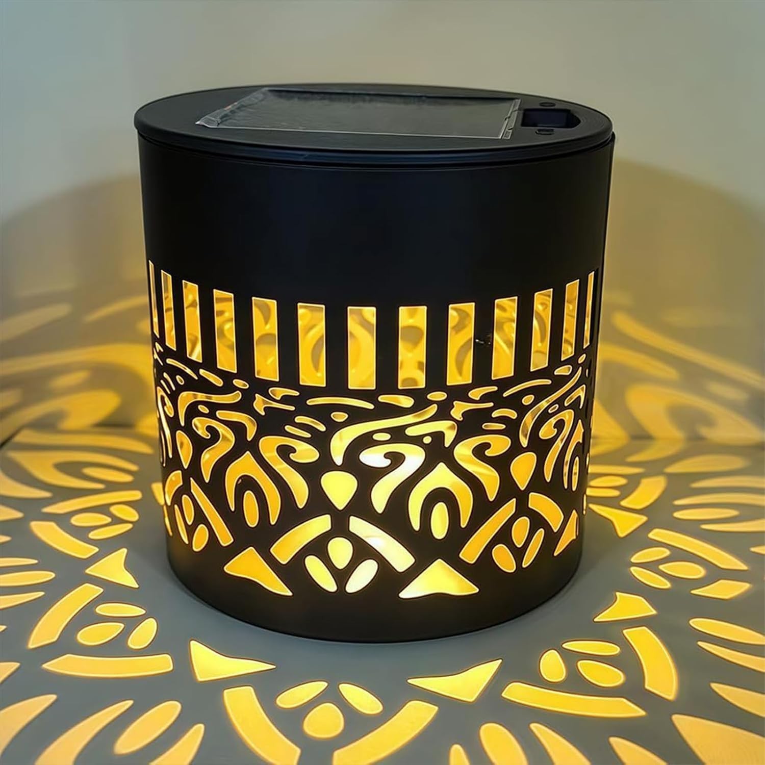 Solar Mandala Wall Light Outdoor Garden Fence Projector Lamp Patio Ambient Decor
