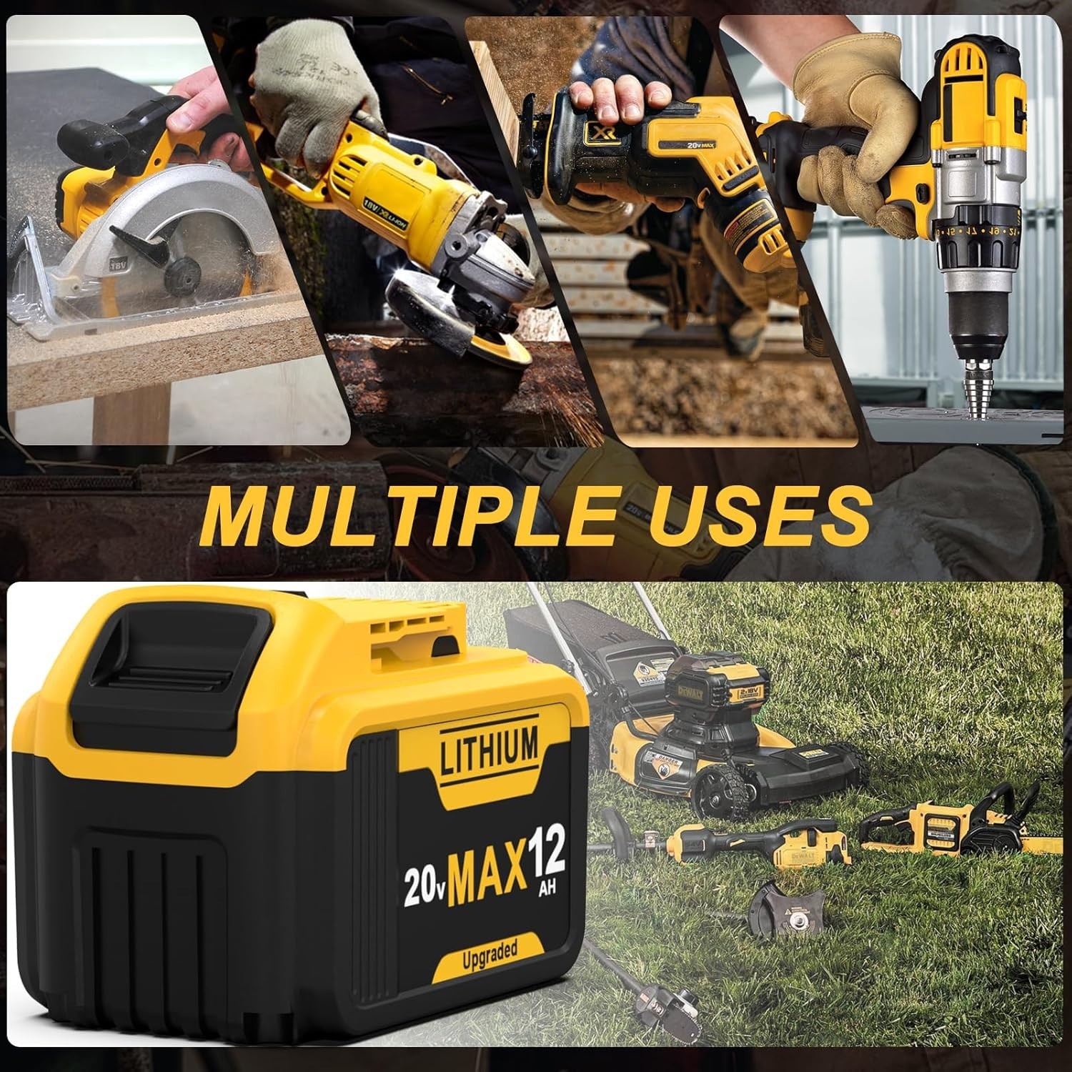 6Pack 12.0AH For DeWalt 20V 20 Volt Max Lithium Ion Battery DCB206-2 DCB205-2