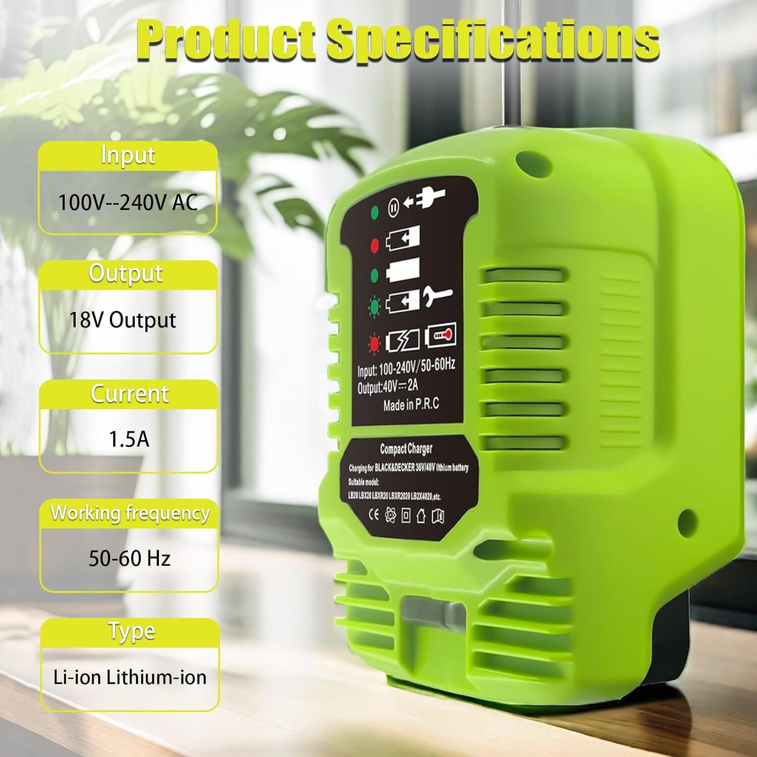 Charger for Ryobi 40V Battery OP401 Charger OP4015 OP4026 OP4030 OP4040 OP4050