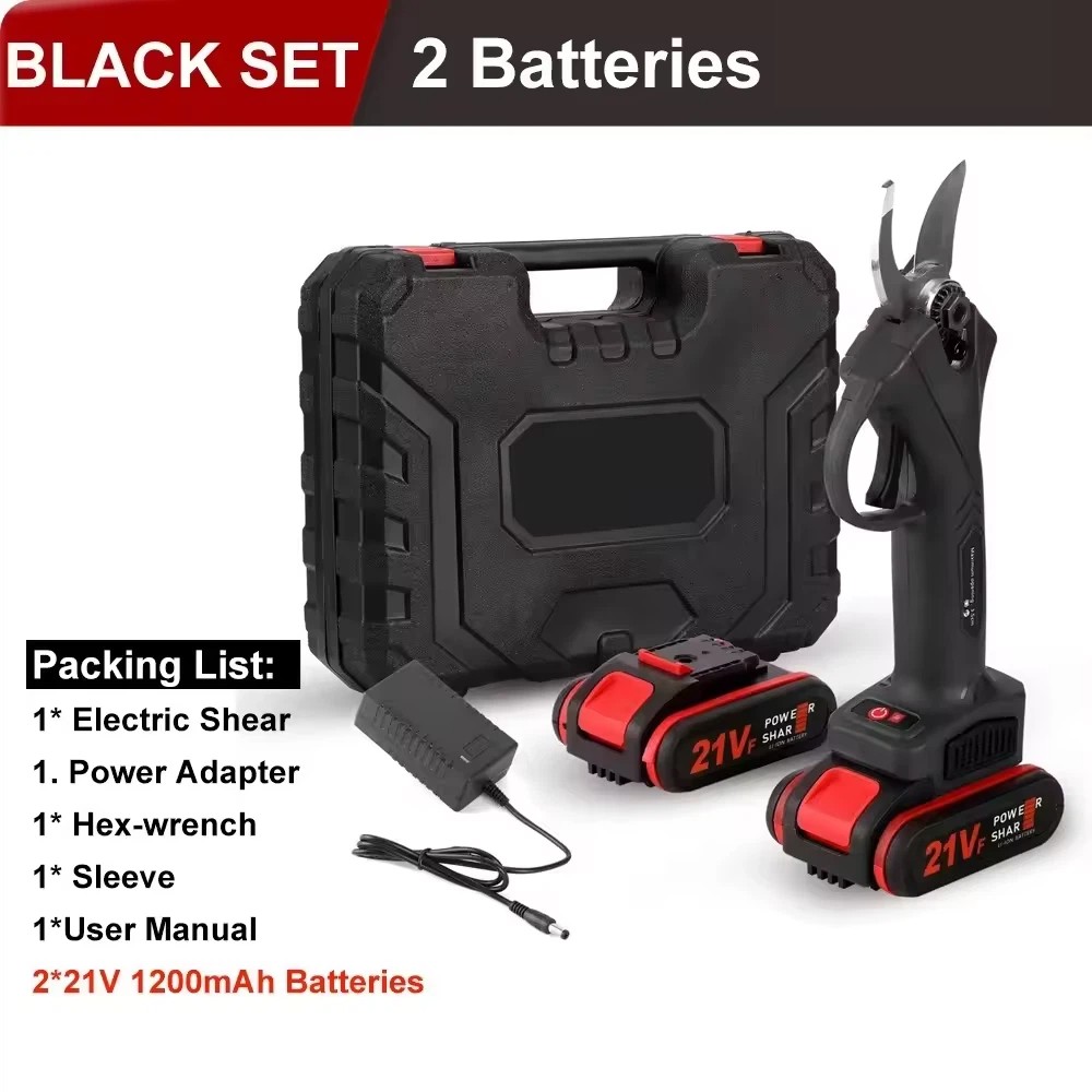 21V Electric Cordless Branch Scissors Pruning Shear Pruner Cutter+2Battery