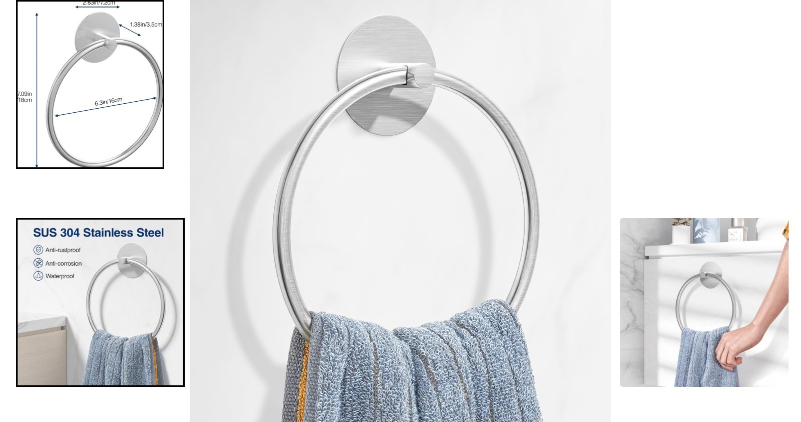 Nickel Brushed Bathroom Towel Ring – Stainless Steel Bathroom Towel Rack