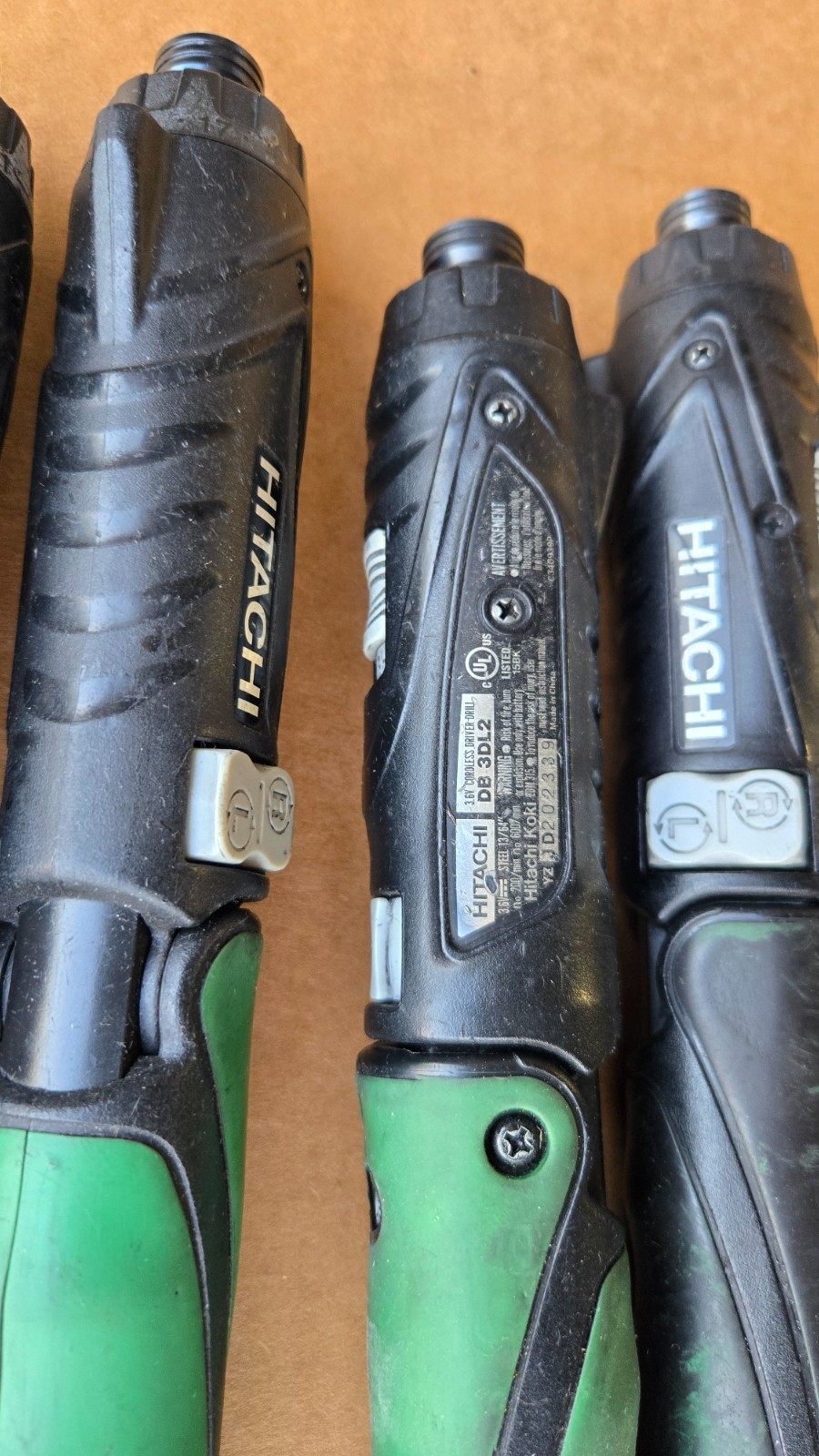 HITACHI 3.6V Li-Ion Screwdrivers, batteries and chargers.