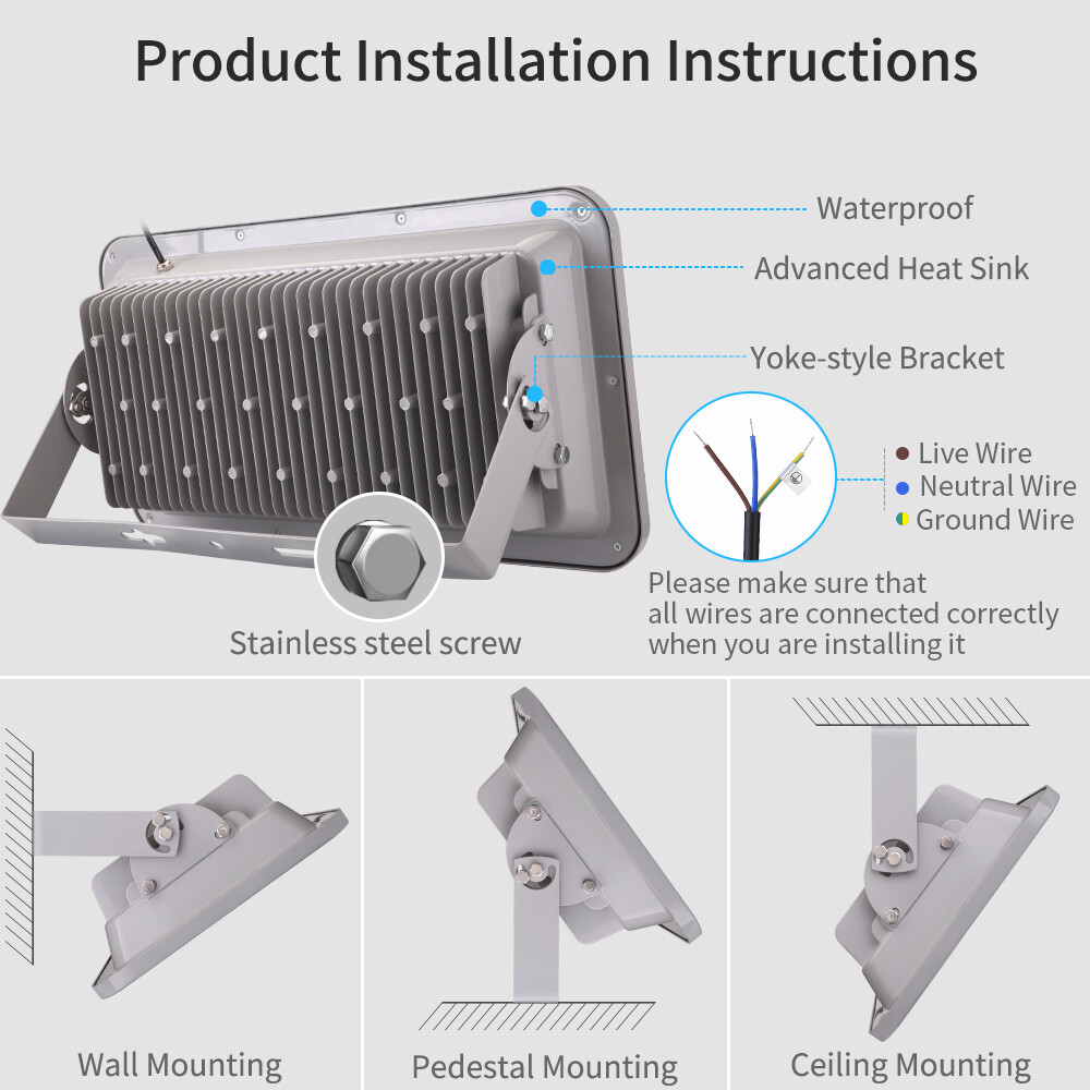 500W 800W 1000W Led Flood Light Outdoor Security Garden Yard Spotlight Lamp 110V