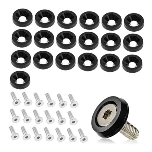 20PCS Aluminum Bumper Fender Washer Stainless Steel Bolts, Engine Bay Black