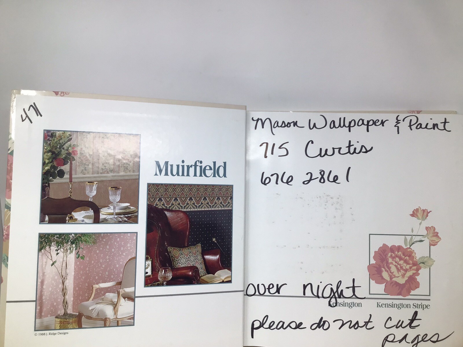 1990s Vintage Wallpaper Sample Muirfield J Ridge Designs Sheridan Stripe 2064