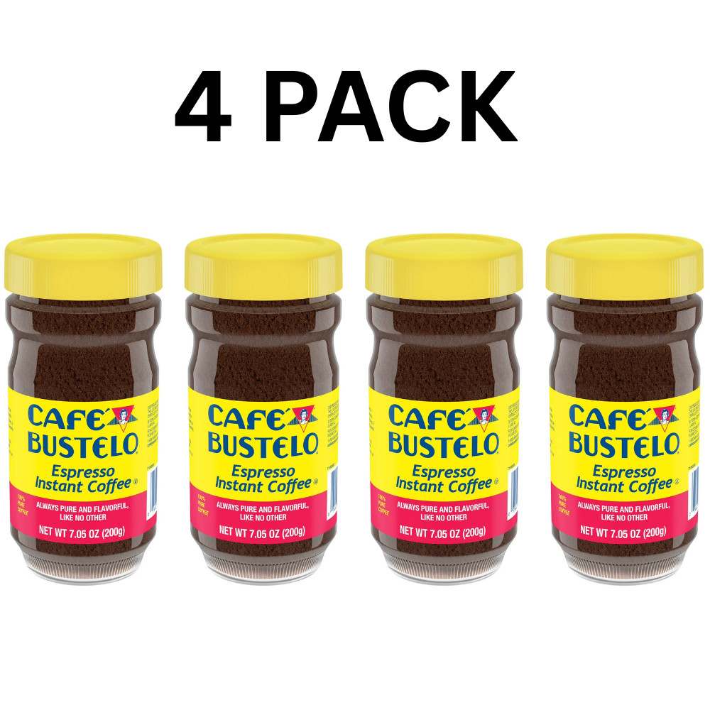 Cafe Bustelo Espresso Instant Coffee 7.05 oz Jar 4 Pack Strong Bold Brew