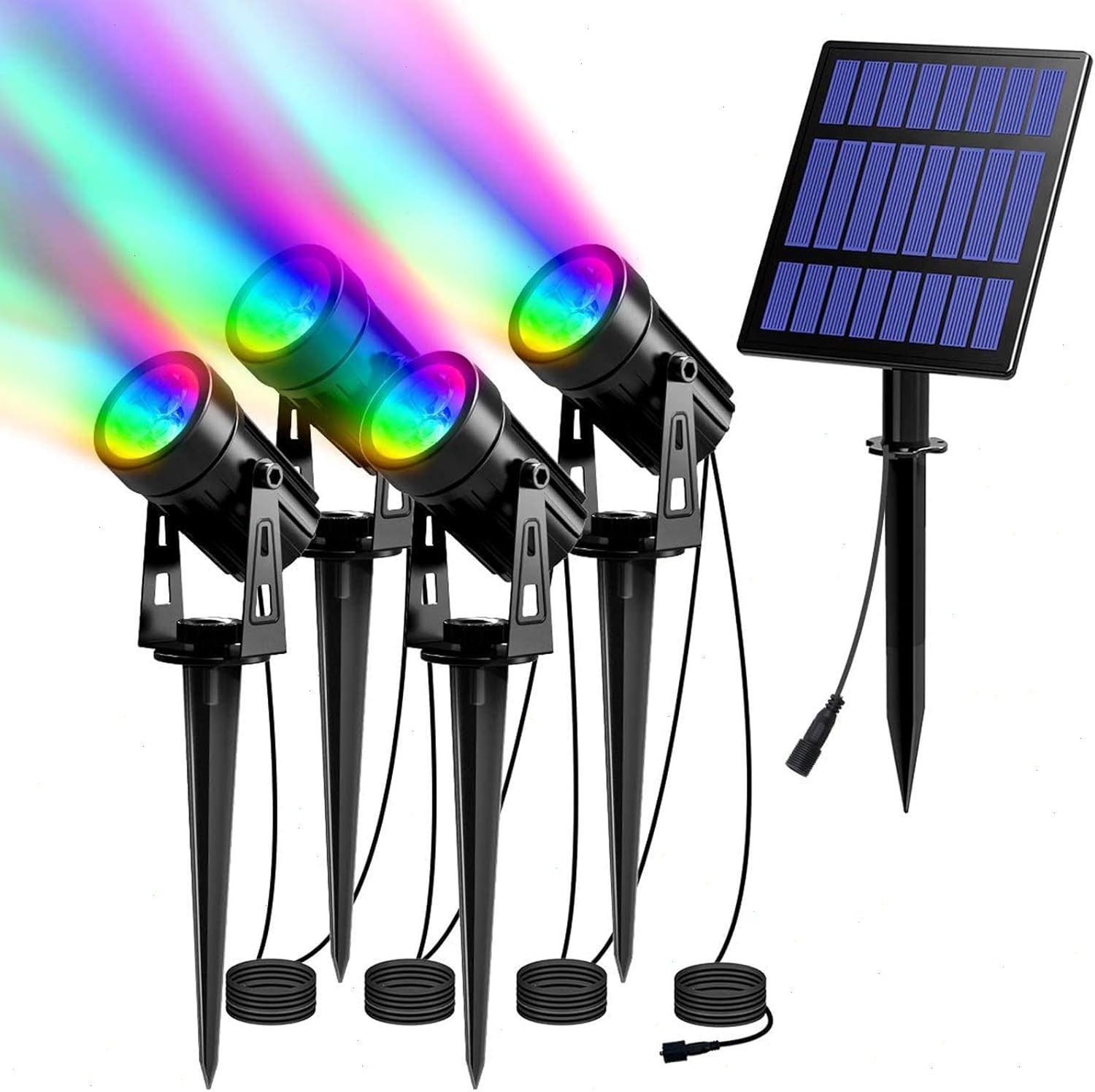 T-SUN 4 IN 1 Solar Spotlight LED RGB Outdoor Lights For Pathway Yard Driveway