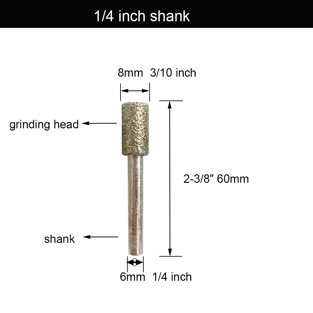 1/4″ Shank Coarse Diamond Burr Set 60 Grit Grinding Bits for Stone Engraving …