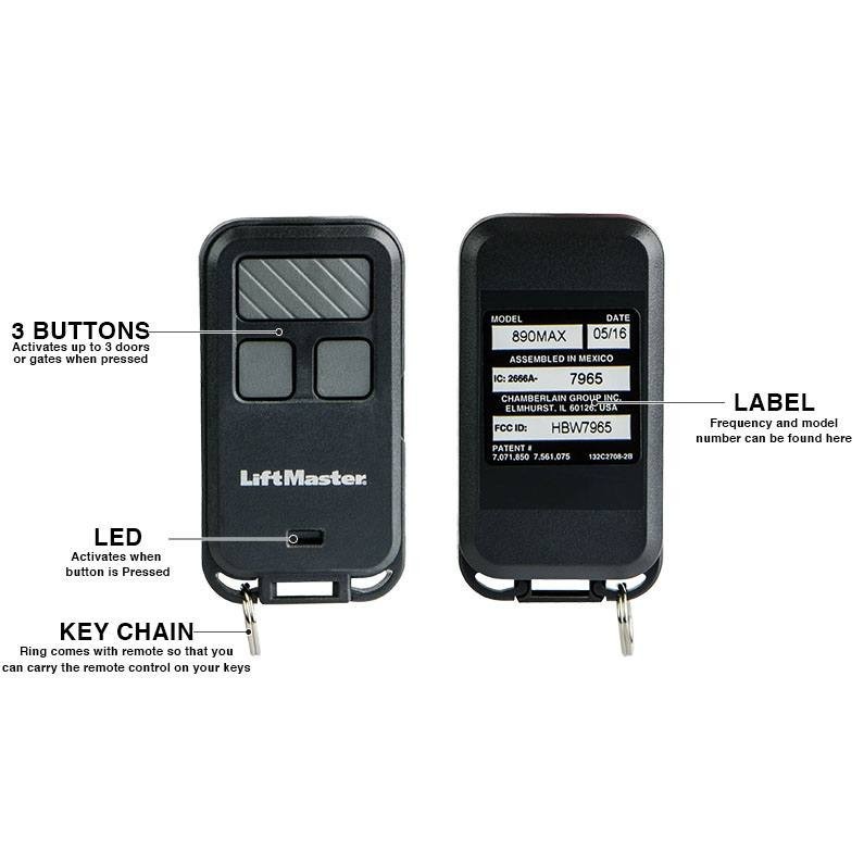 2 Pack Liftmaster 890MAX Universal Remote – Compatible with 371LM, 971LM