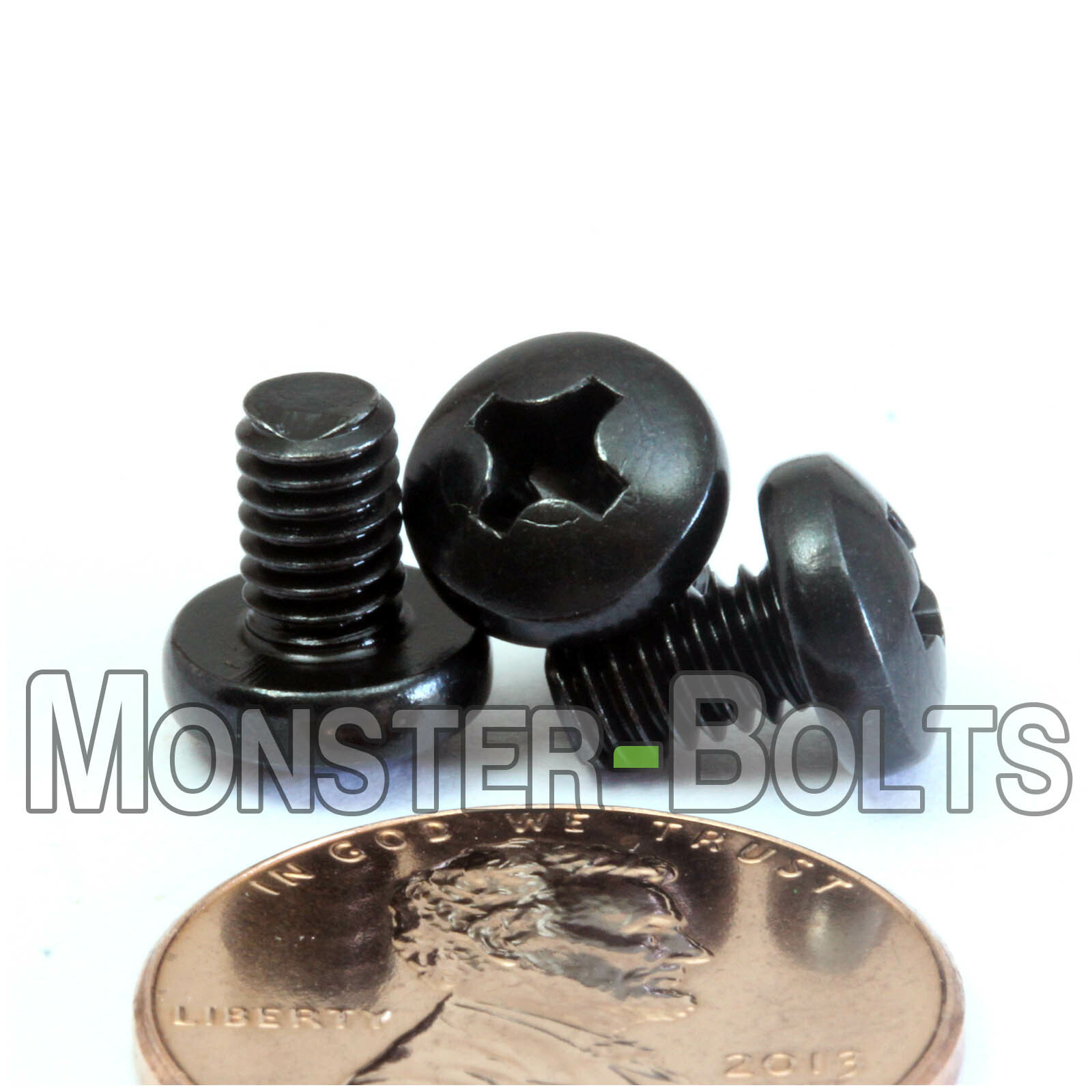 M4 x 6mm Phillips Pan Head Machine Screws, Steel w/ Black Oxide DIN 7985A