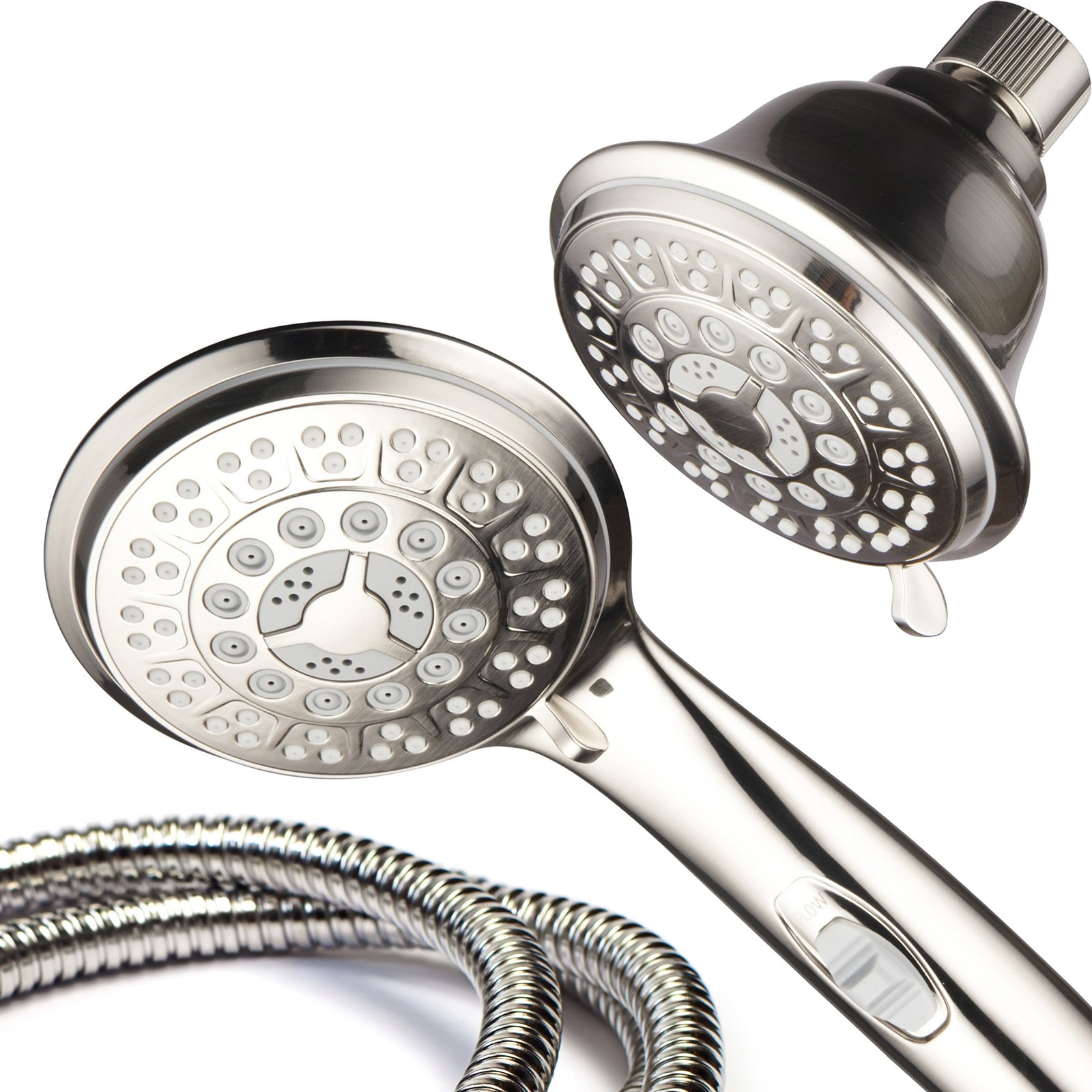 Hotel Spa 42-Setting Ultra-Luxury 3-Way Combo On/Off Pause Switch/Brushed Nickel