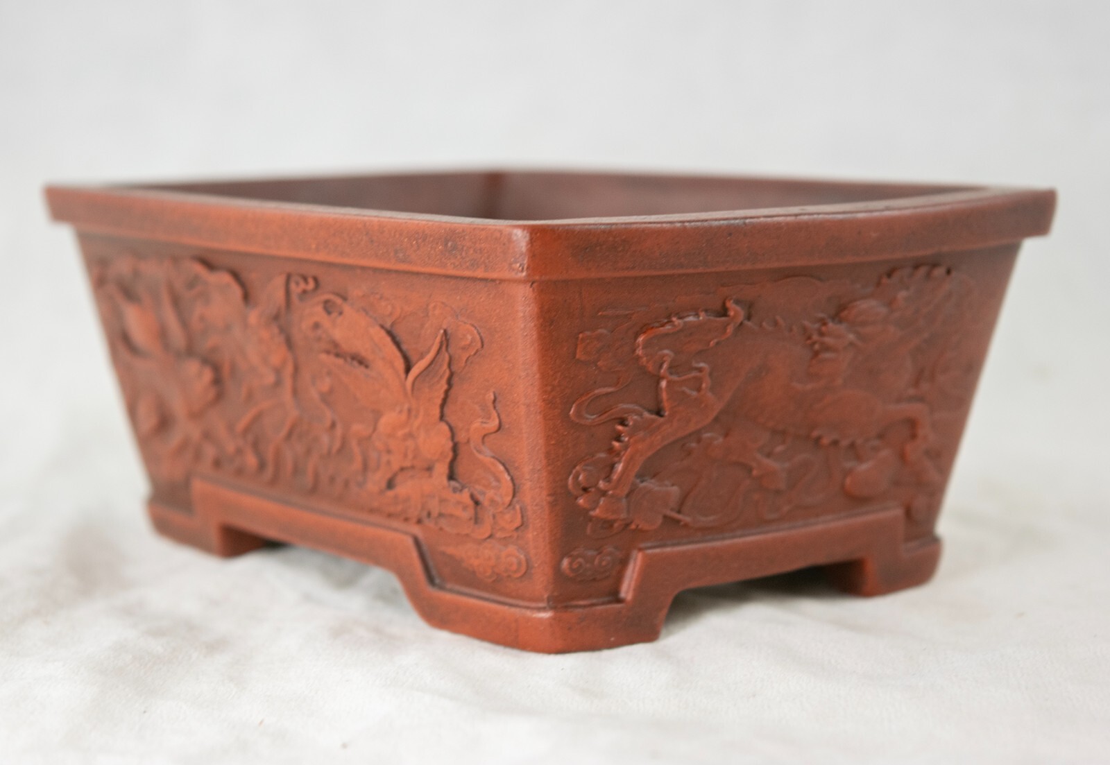 Vintage Rectangular Zisha Cactus & Succulent Bonsai Pot + Mesh 6″x 4.5″x 2.25″