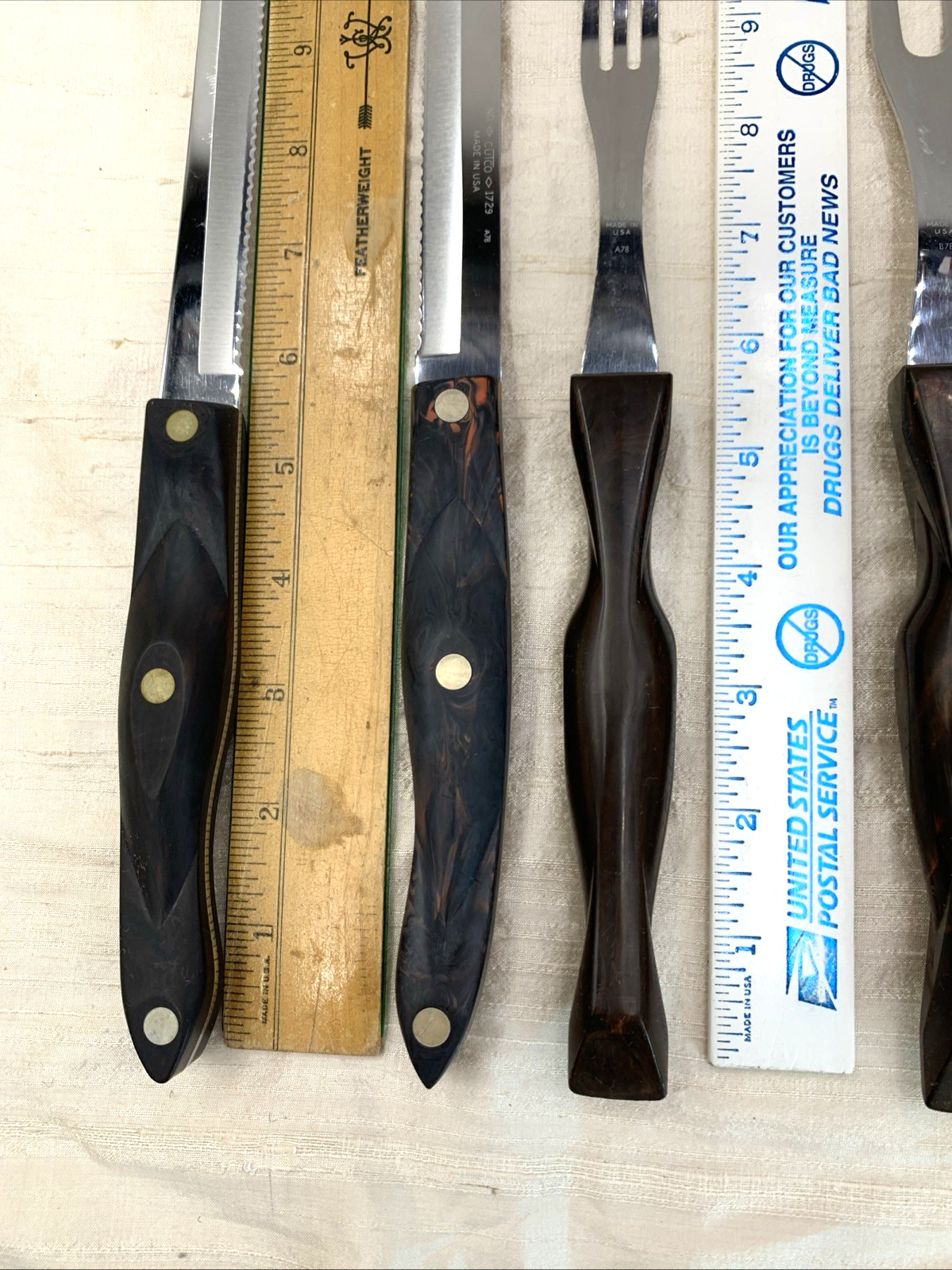 CUTCO 5 Pc Swirl Carving Knife Set w/ Wall Mount Tray 1724 1726 1729 1727 1725