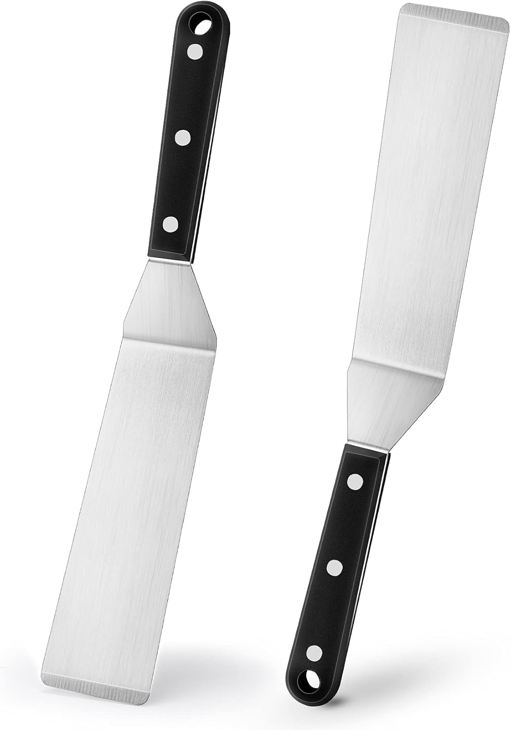 2Pcs Long Narrow Metal Spatula Set, Stainless Steel Turner Flipper for Flat Top