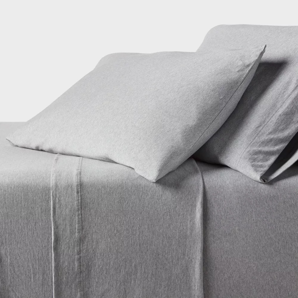 Twin Cotton Jersey Sheet Set Heather Gray – Threshold: 100% Cotton, OEKO-TEX