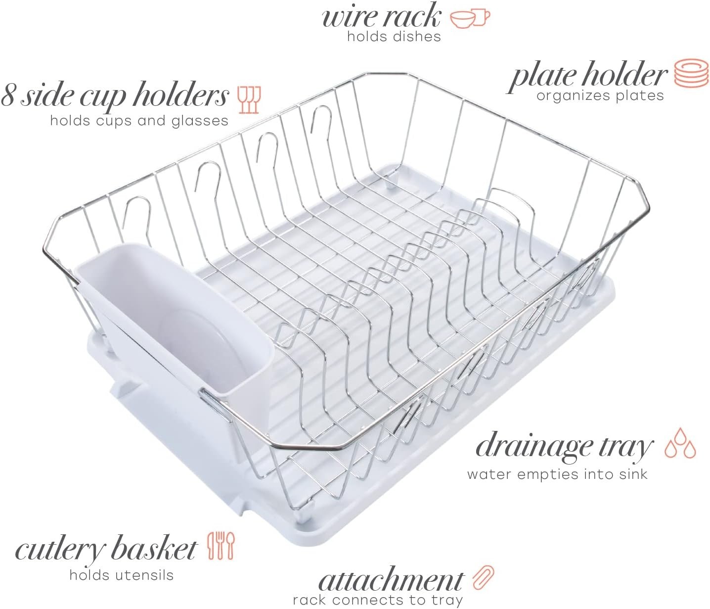 Kitchen Dish Rack Food Products Drying Rack Large, White For Dish Drainer
