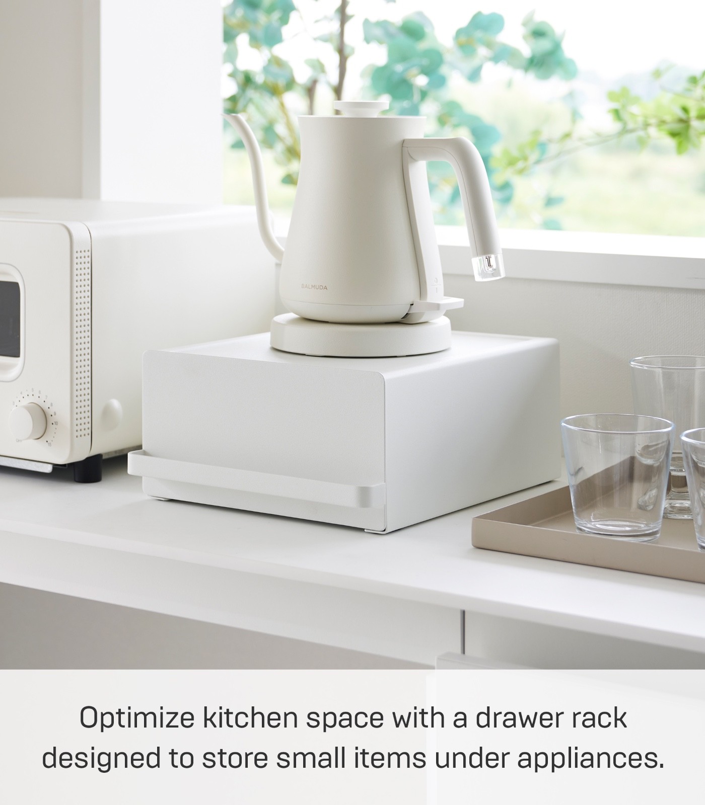 Yamazaki Home TOWER Kitchen Countertop Appliance Rack With Drawers – Space Save