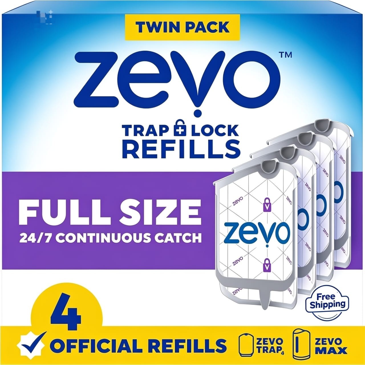 Zevo Flying Insect Trap Official Refill Cartridges Fits Both Zevo Trap & MAX