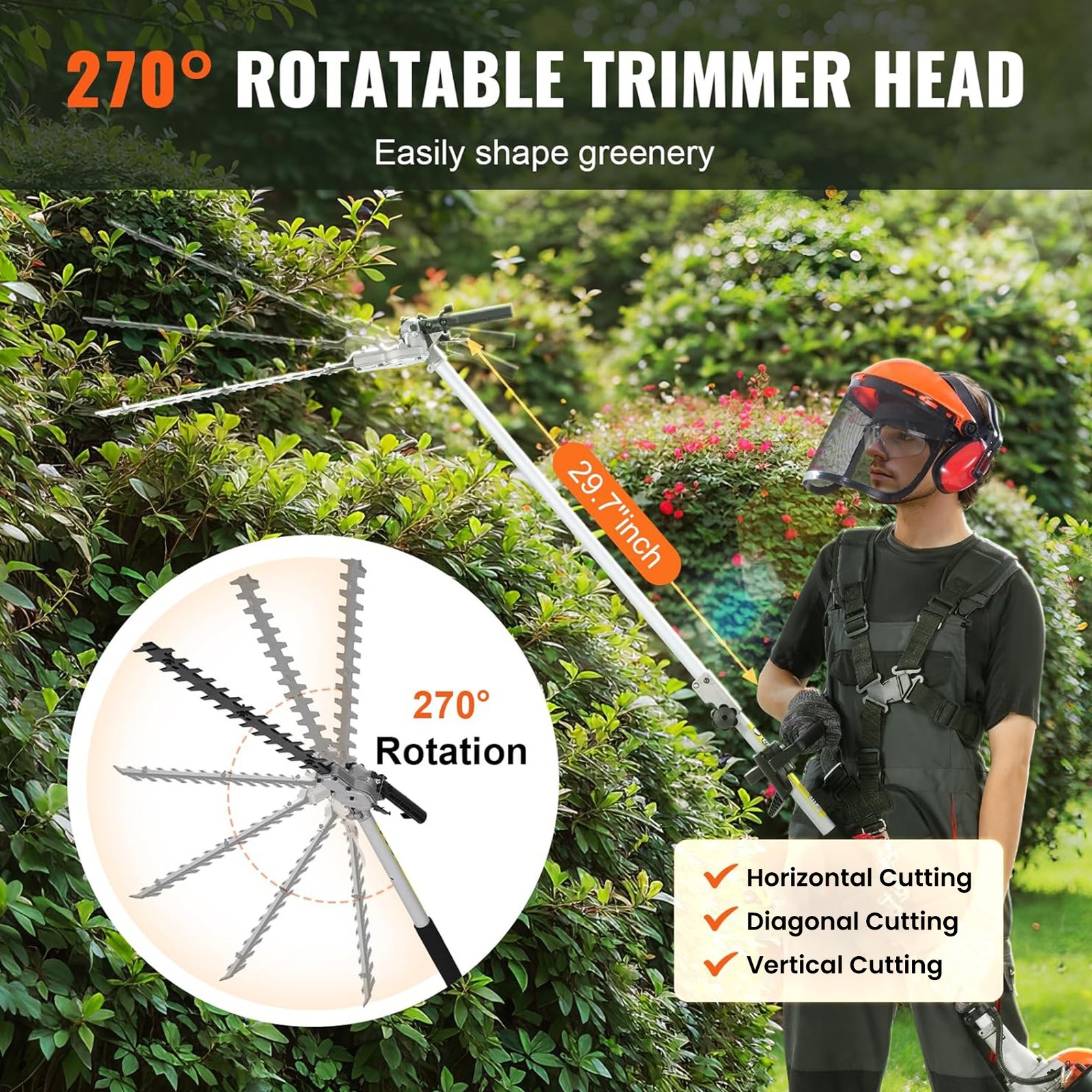 5-in-1 Multi-Functional Trimming Tools Gas Hedge Trimmer 52CC Weed Eater