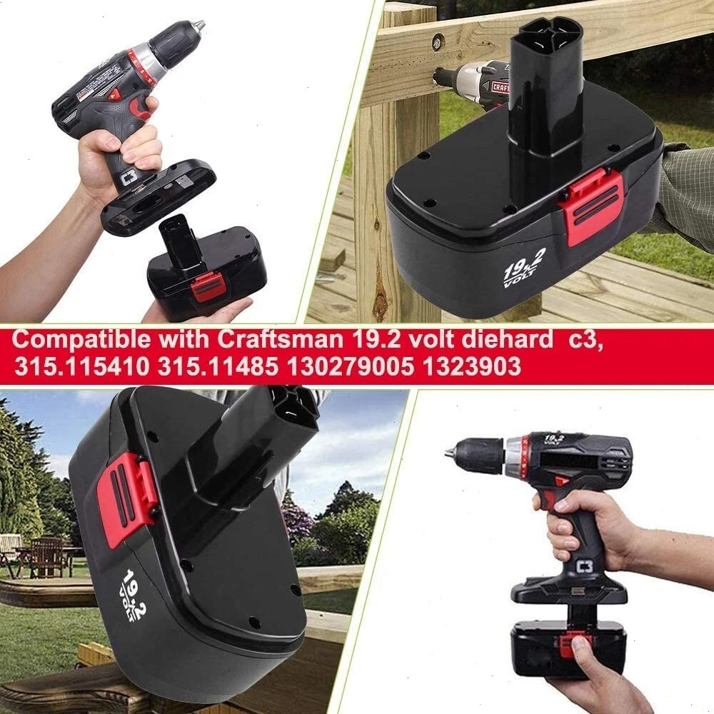 2Pack for Craftsman 19.2 Volt 11375 Battery C3 DieHard 130279005 11376 130279003