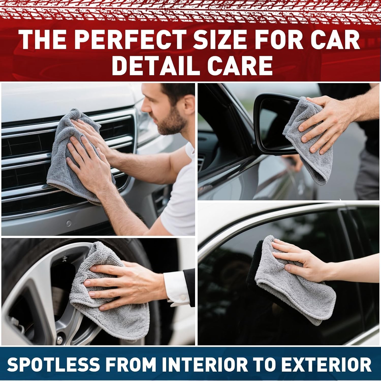 Microfiber Cleaning Cloths Bulk-15 Pack, Gray Microfiber Towels for Cars, Ultra