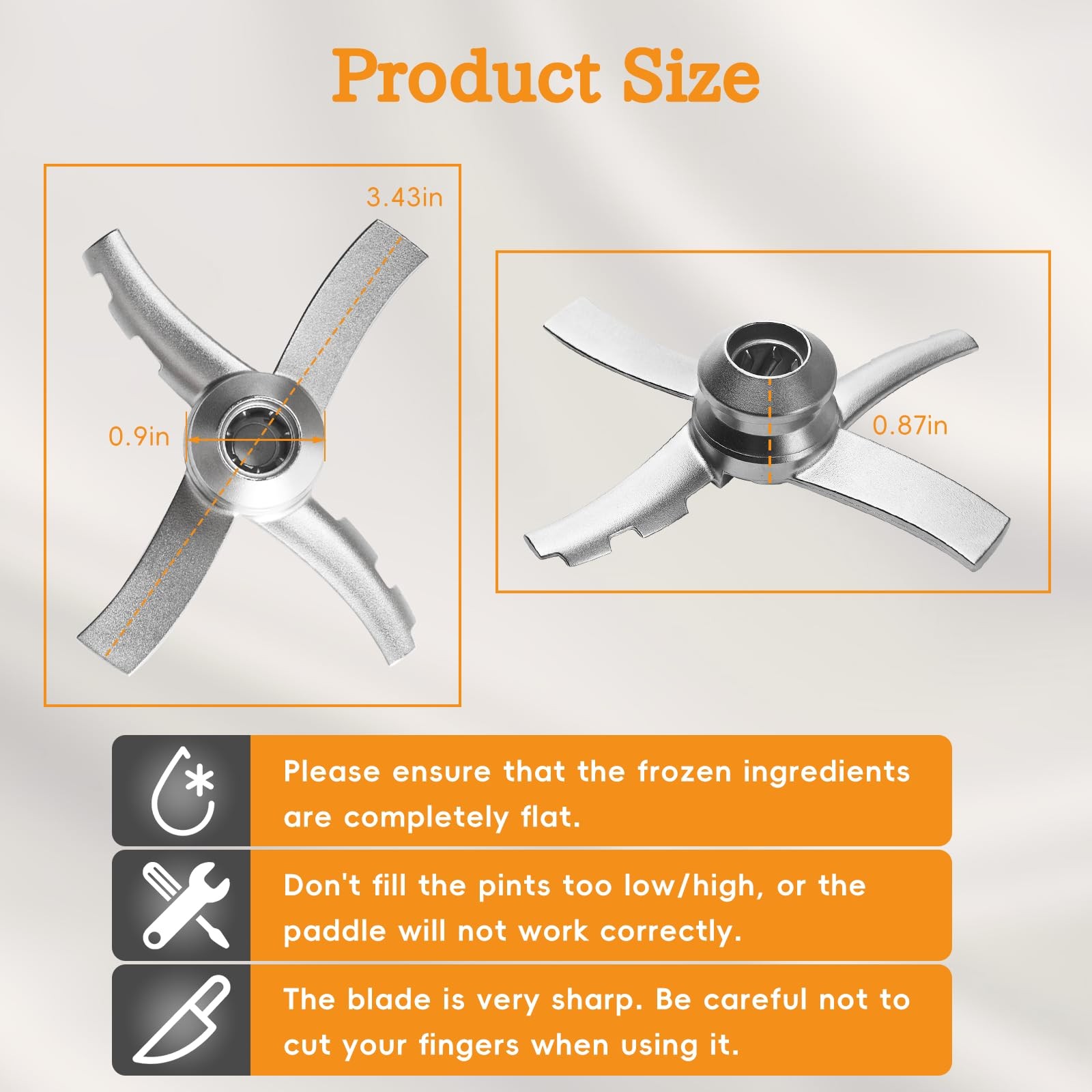 Replacement Stainless Steel Paddle Blade 3.43in x0.91in x0.87in, Silver