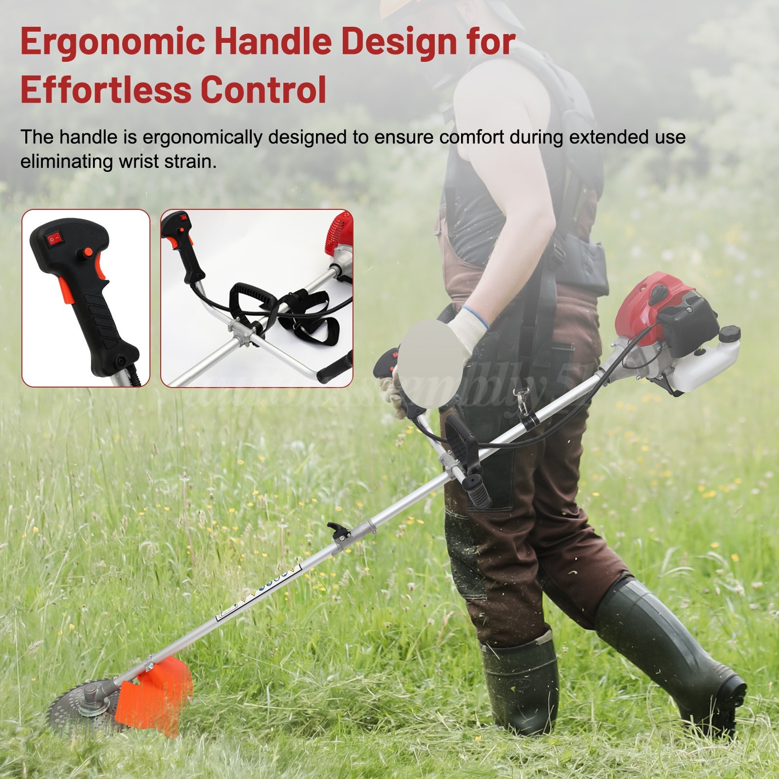 58cc 2-Cycle Gas Grass String Trimmer Straight Shaft Gas Weed Eater Lawn Mower