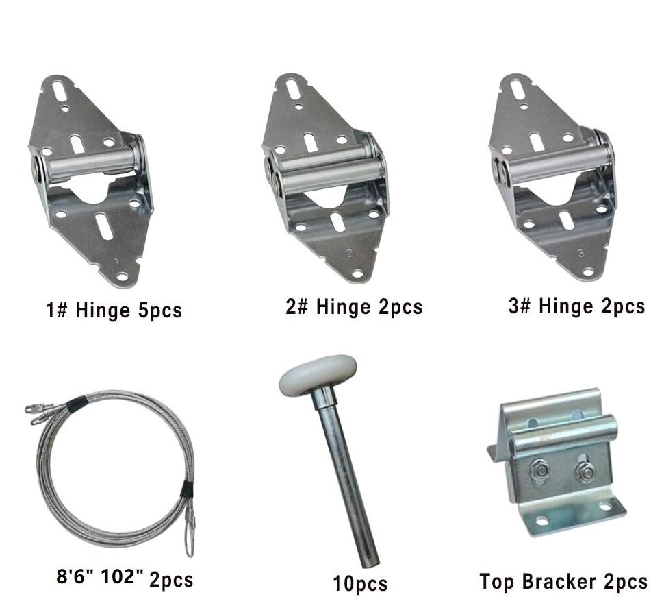 Premium Garage Door Roller/Hinge/Top Bracket/Wire Rope Kit for 7′ Height Doors
