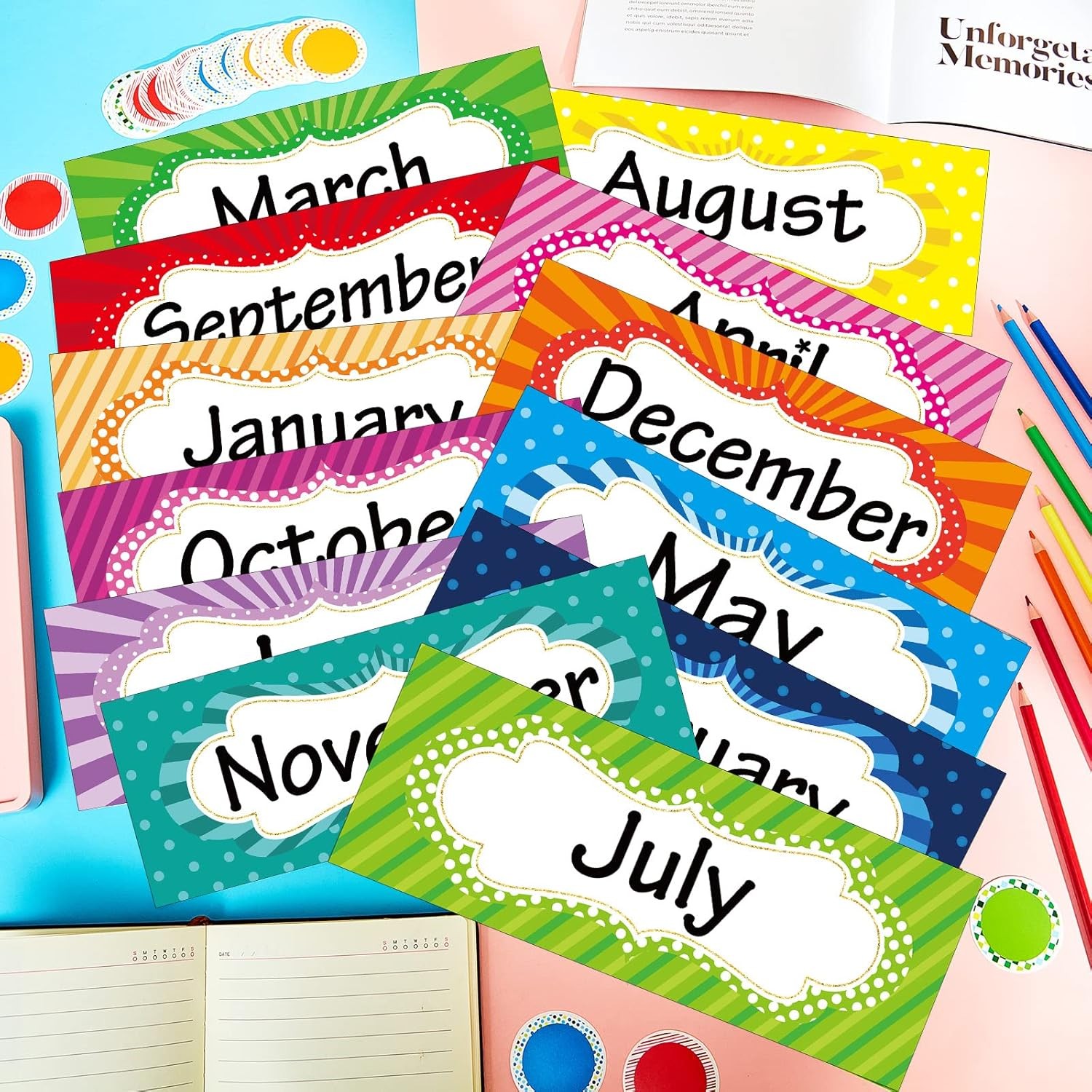 48 Pieces Holiday Monthly Headliners Set 12 Months of The Year