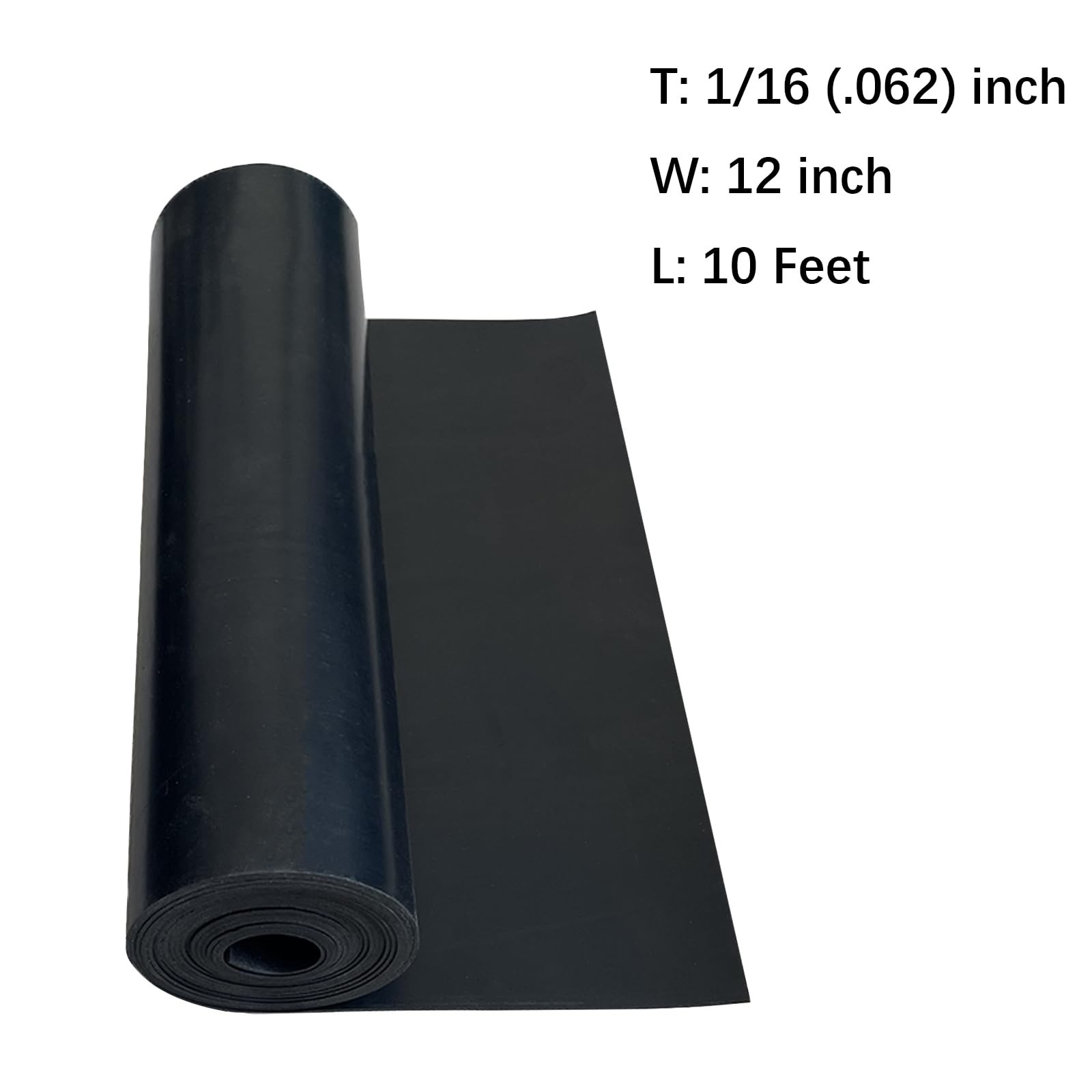 Solid Rubber Sheet, Rolls, Strips 1/16 (.062)” Thick X 12″ Wide X 10’Long, So…