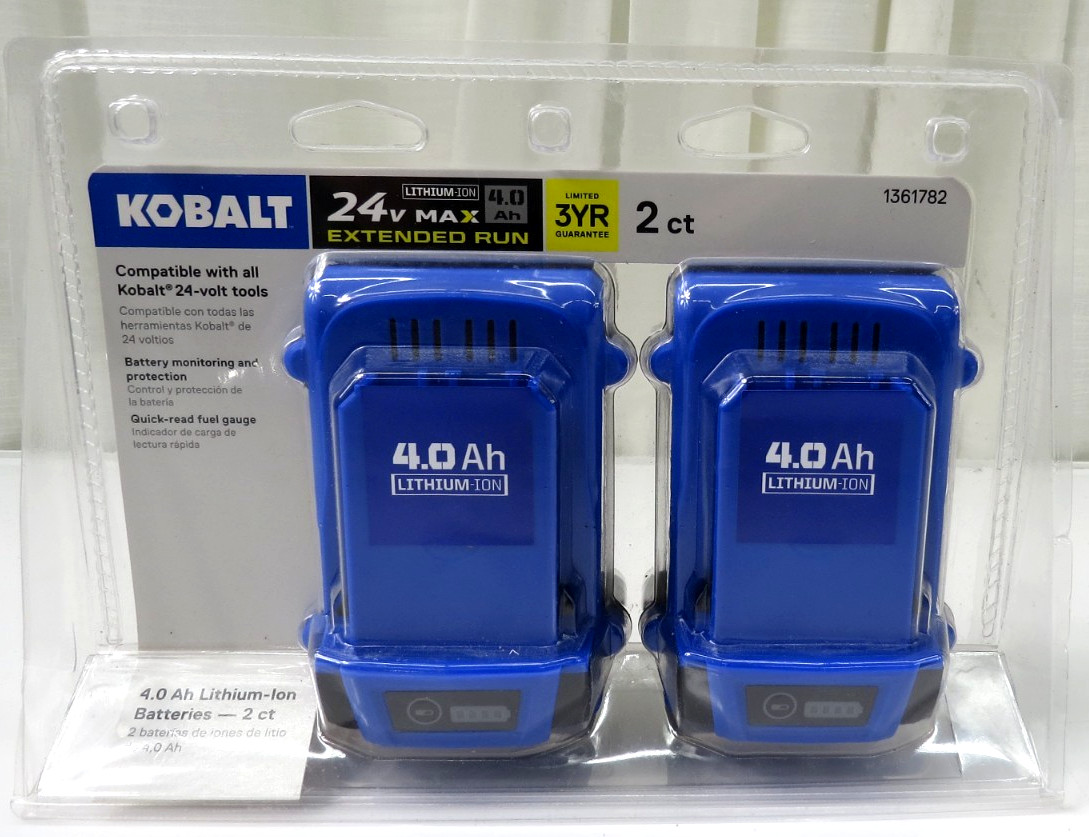 Genuine Kobalt KB2424-03 24V Max Extended Run Lithium-Ion 4.0Ah 2 Pack Battery