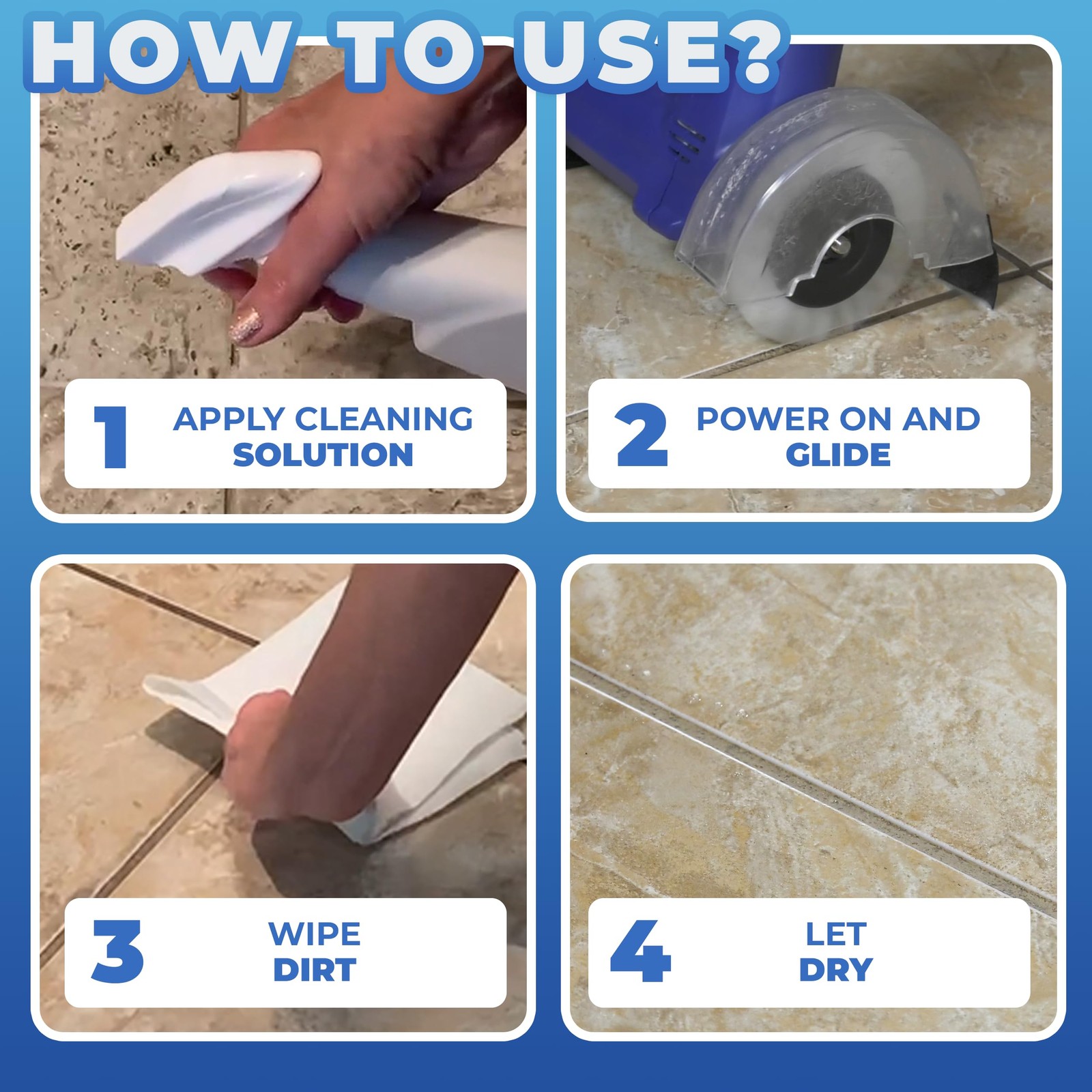 Electric Stand Up Lightweight Grout Cleaning Machine Easy to Use Tile Grout