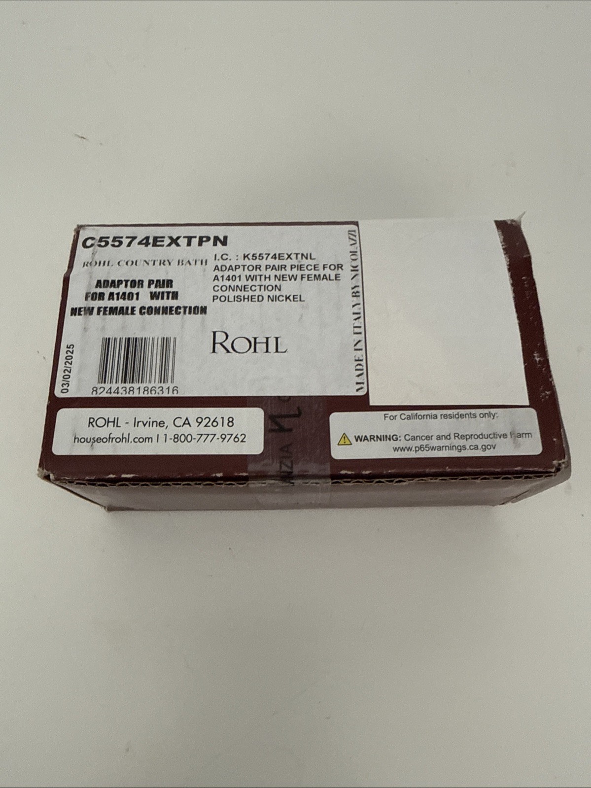 Rohl C5574EXTPN Union Adaptor Pair For A1401 w/new Female Conne -Polished Nickel