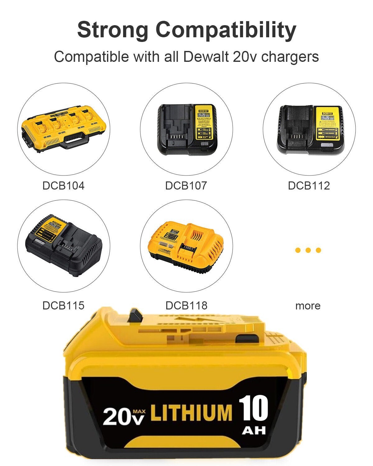 2PACK For DeWALT DCB210-2 20V MAX XR 10.0 AH Lithium-Ion Battery or Charger
