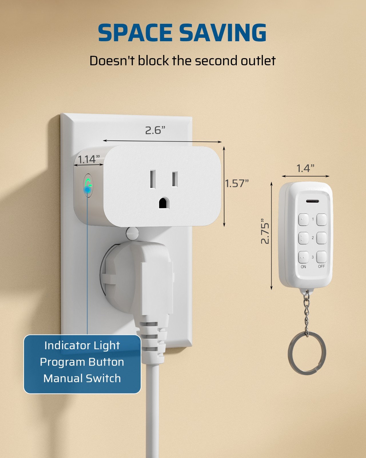 DEWENWILS Remote Control Outlet 3 Independent Wireless Sockets 15A 100ft