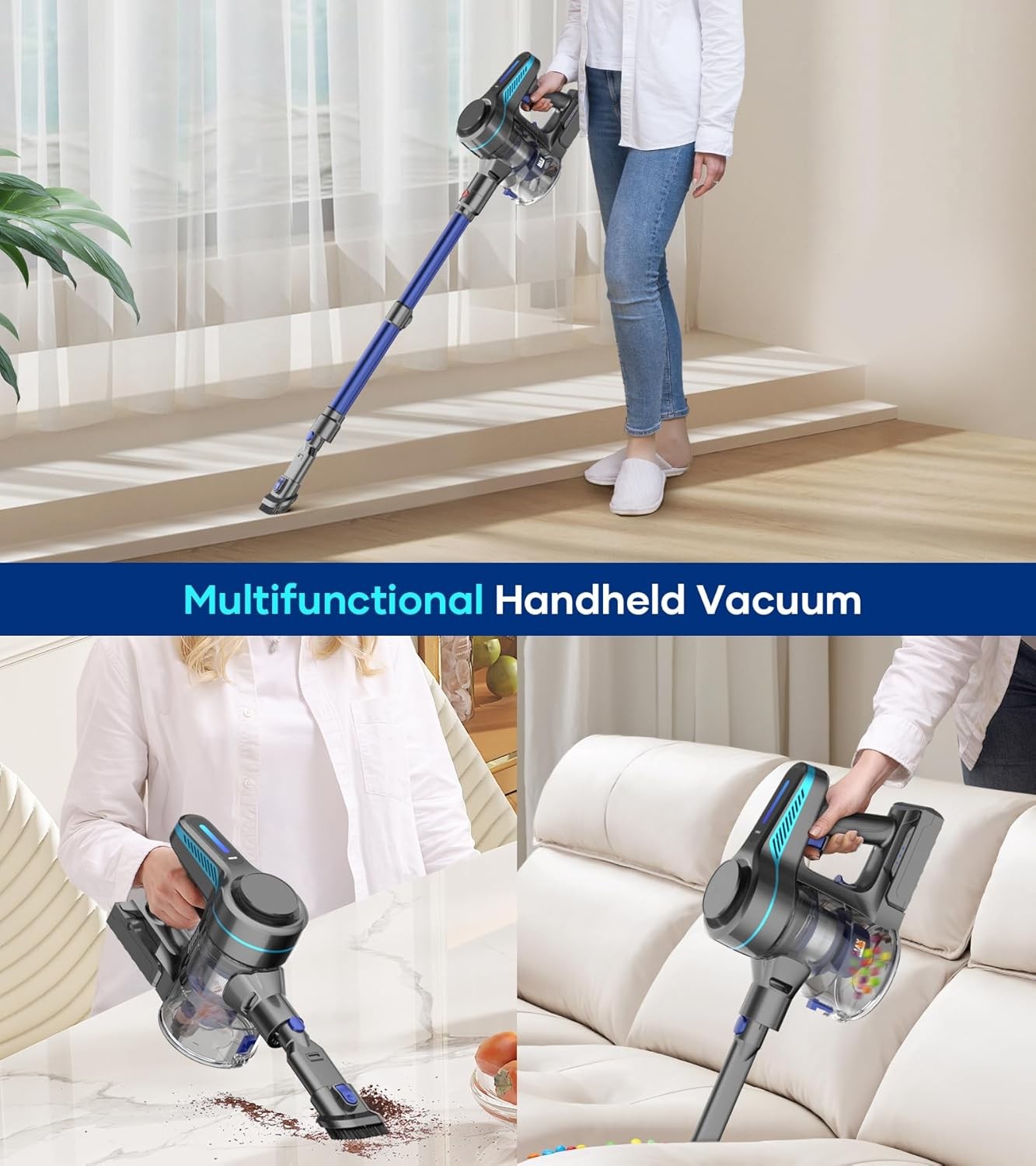 8-in-1 Cordless Vacuum Cleaner 1.5L Stick 45Kpa Lightweigh Rechargeable 45min
