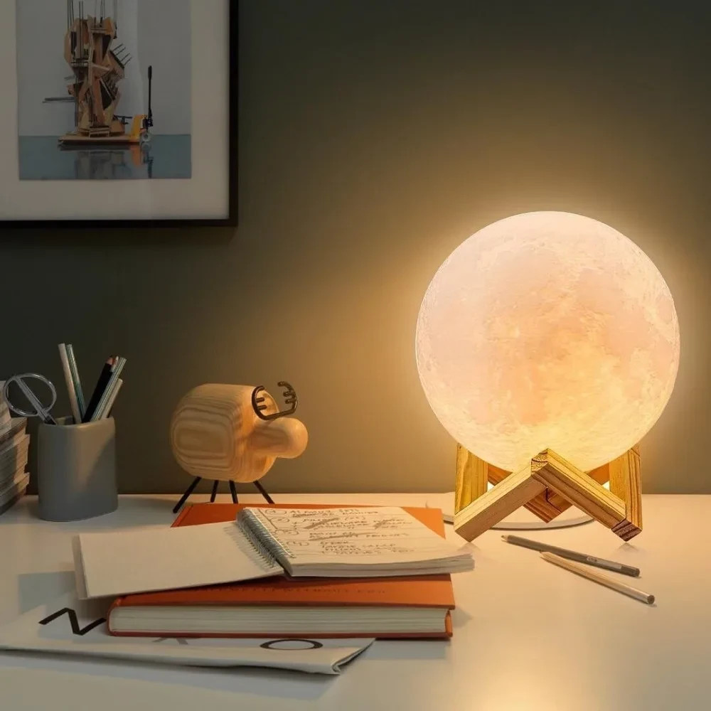 3D Moon Night Light Table Lamp USB Charging Remote Touch Control Home Decor Gift