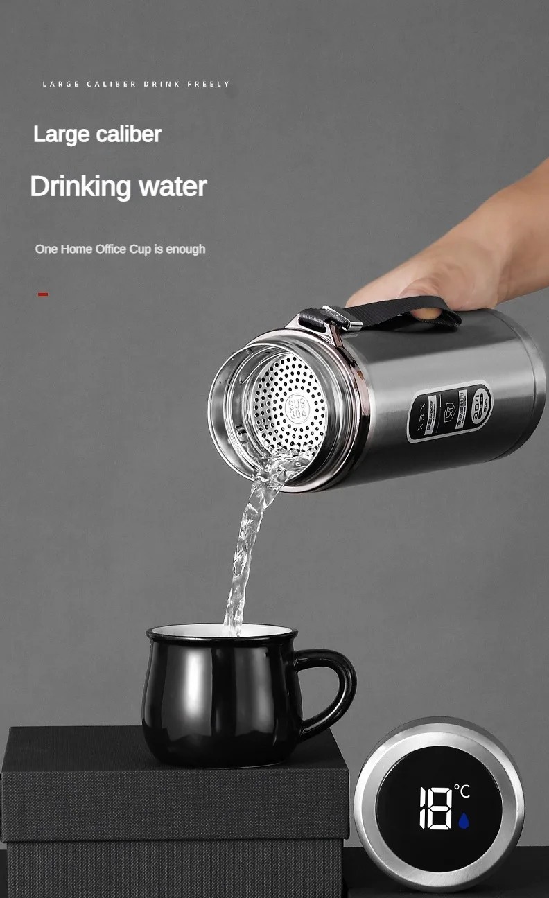 LED Temperature Display Thermos Bottle Stainless Steel Vacuum Flask Portable