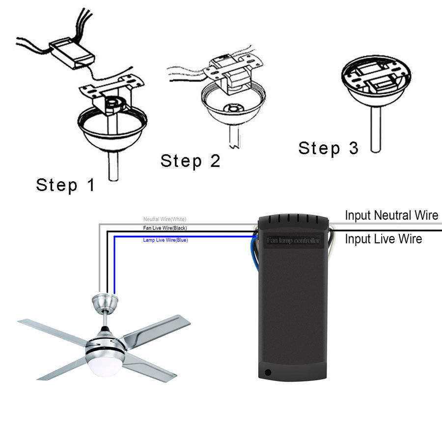 Universal Ceiling Fan Lamp Light Remote Control Receiver Kit Timing Wireless 15M