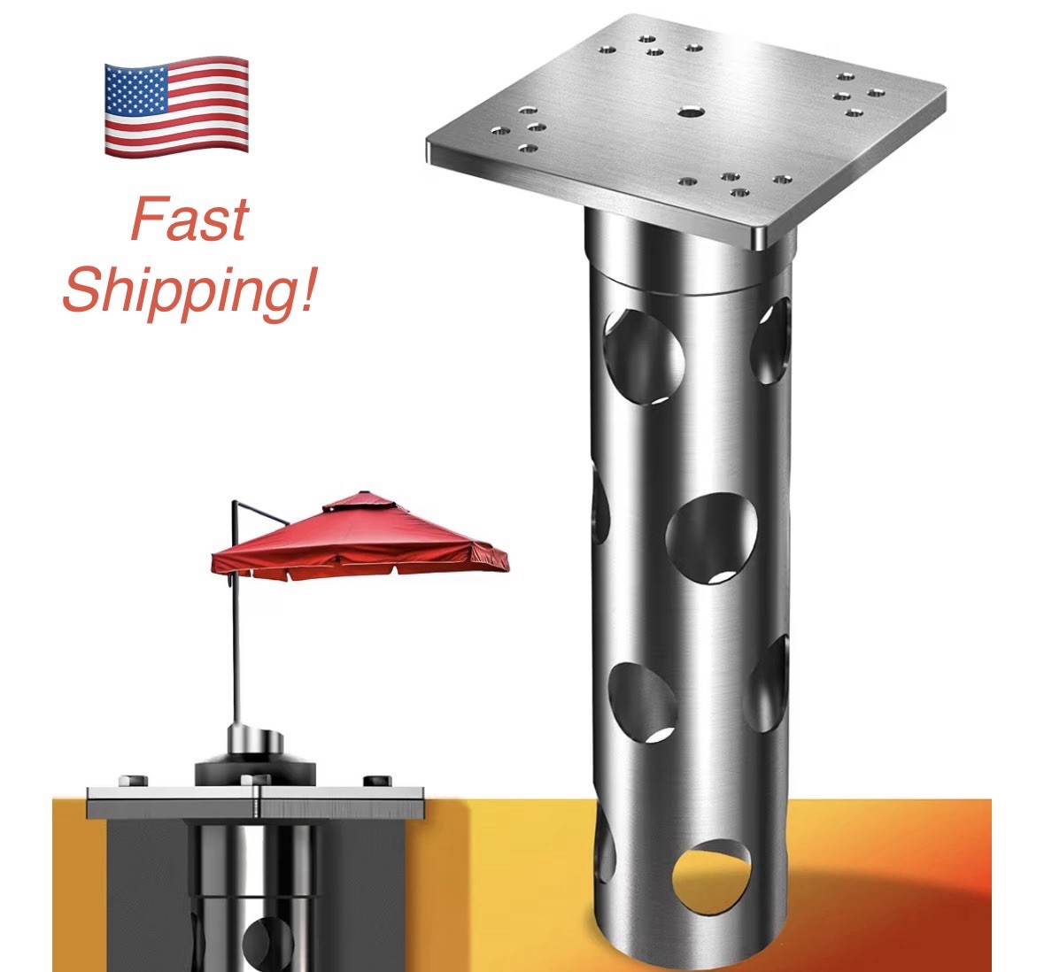 4smile In-ground Umbrella Holder Stand Stainless Steel Outdoor Base 2200lbs Load