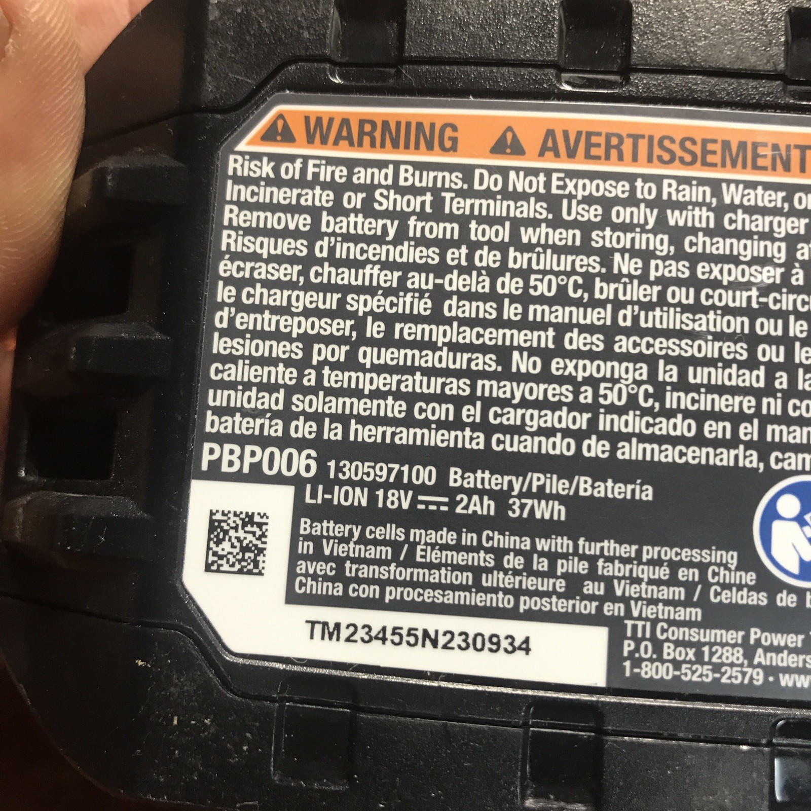 Use Genuine OEM Ryobi PBP006 18V 2Ah Lithium Battery Full Testes Charged
