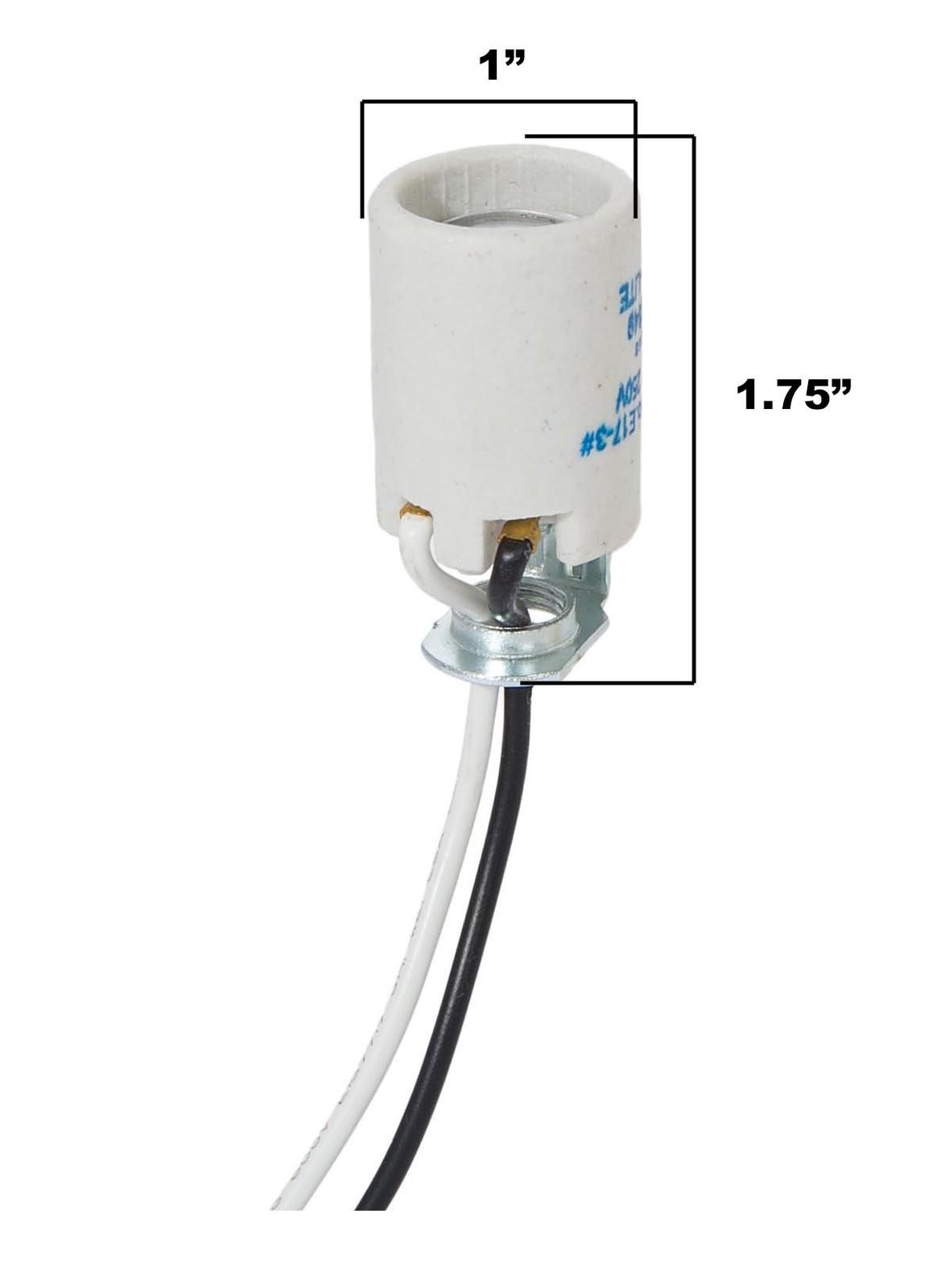 B&P Lamp Intermediate Base E17 Keyless Unglazed Porcelain Socket with Wire